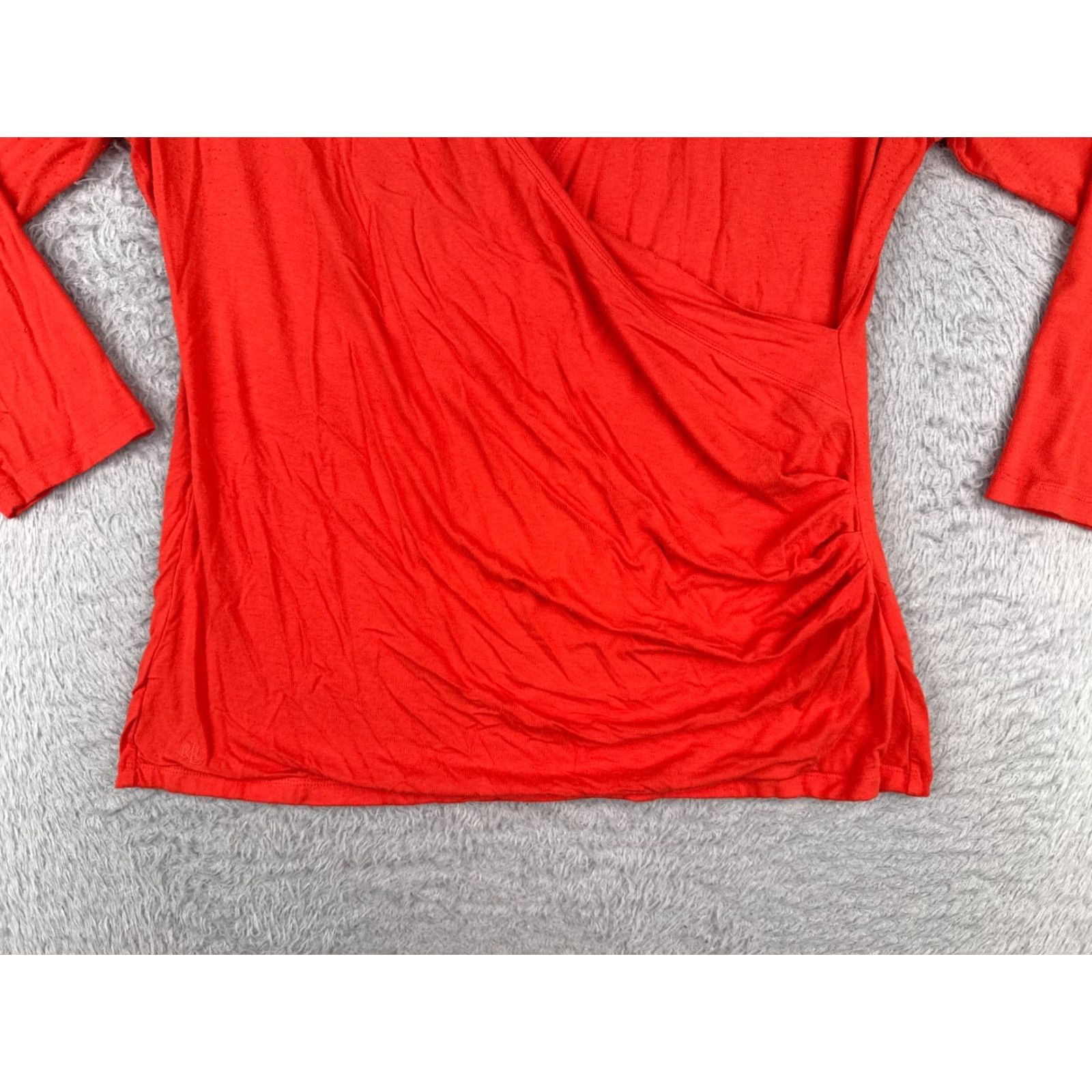 Ralph Lauren Lauren Ralph Lauren Shirt Women XL Orange Viscose Blend Black Label, Logo, Knit, T-Shirt, Casual, Regular, Long Sleeve, Pullover, V-Neck, City, 90s? Size XL / US 12-14 / IT 48-50 - 5 Thumbnail