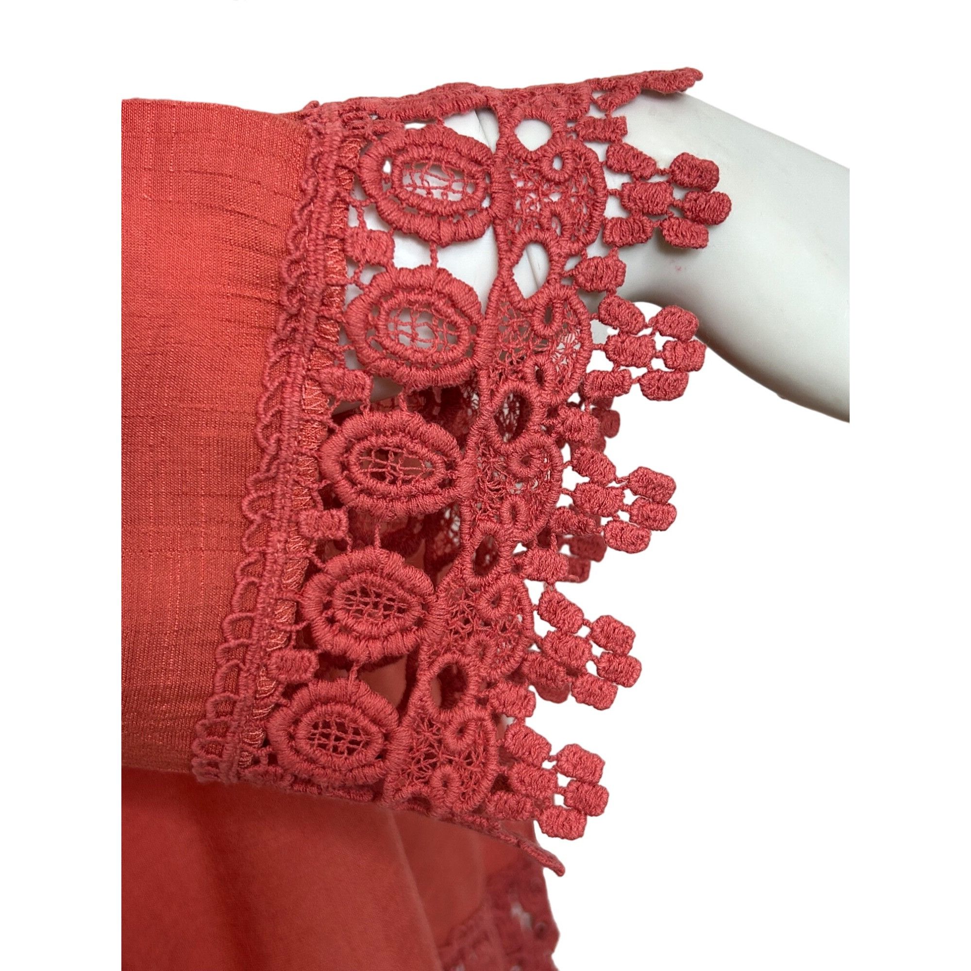 Other Westport Women’s Top Coral 1X Peasant Blouse Lace Trim Boho Size XL / US 12-14 / IT 48-50 - 9 Thumbnail
