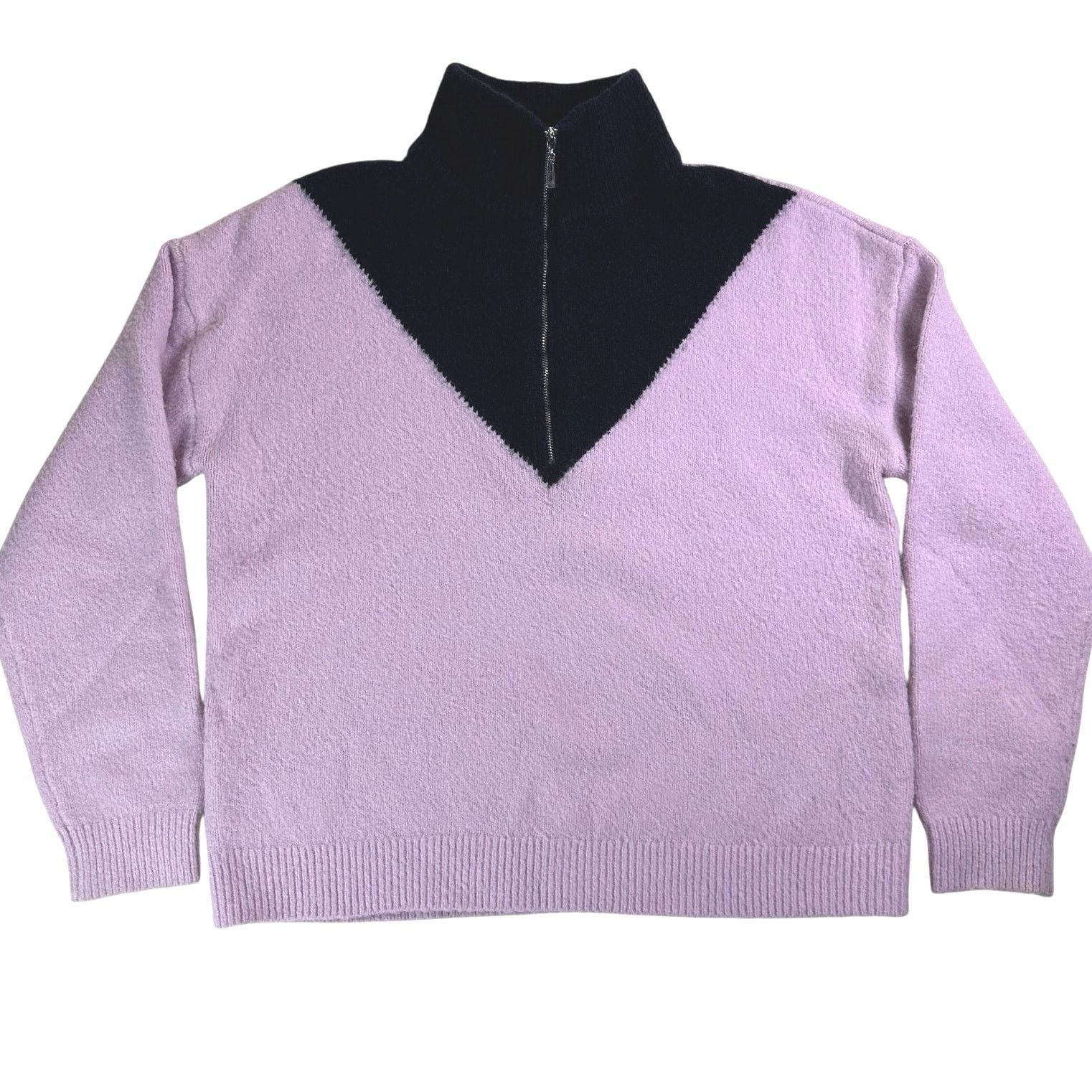 Other LPA Lilac Navy Color Block Half-Zip Collared Sweater Size S Size S / US 4 / IT 40 - 1 Thumbnail
