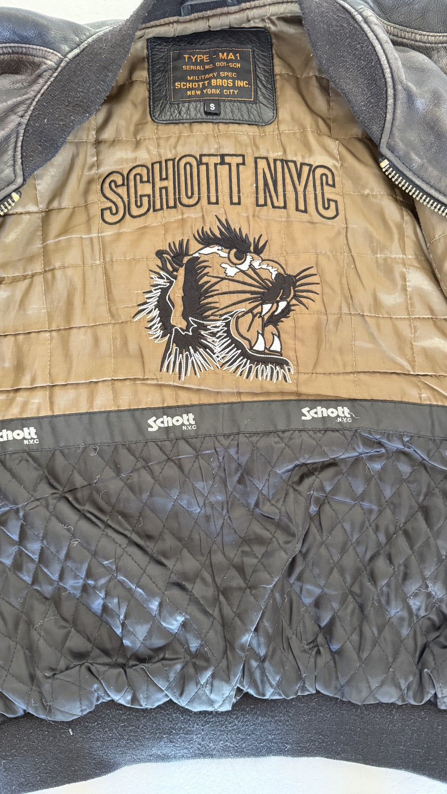 Schott Schott NYC MA-1 Leather Bomber Jacket Size US S / EU 44-46 / 1 - 3 Thumbnail