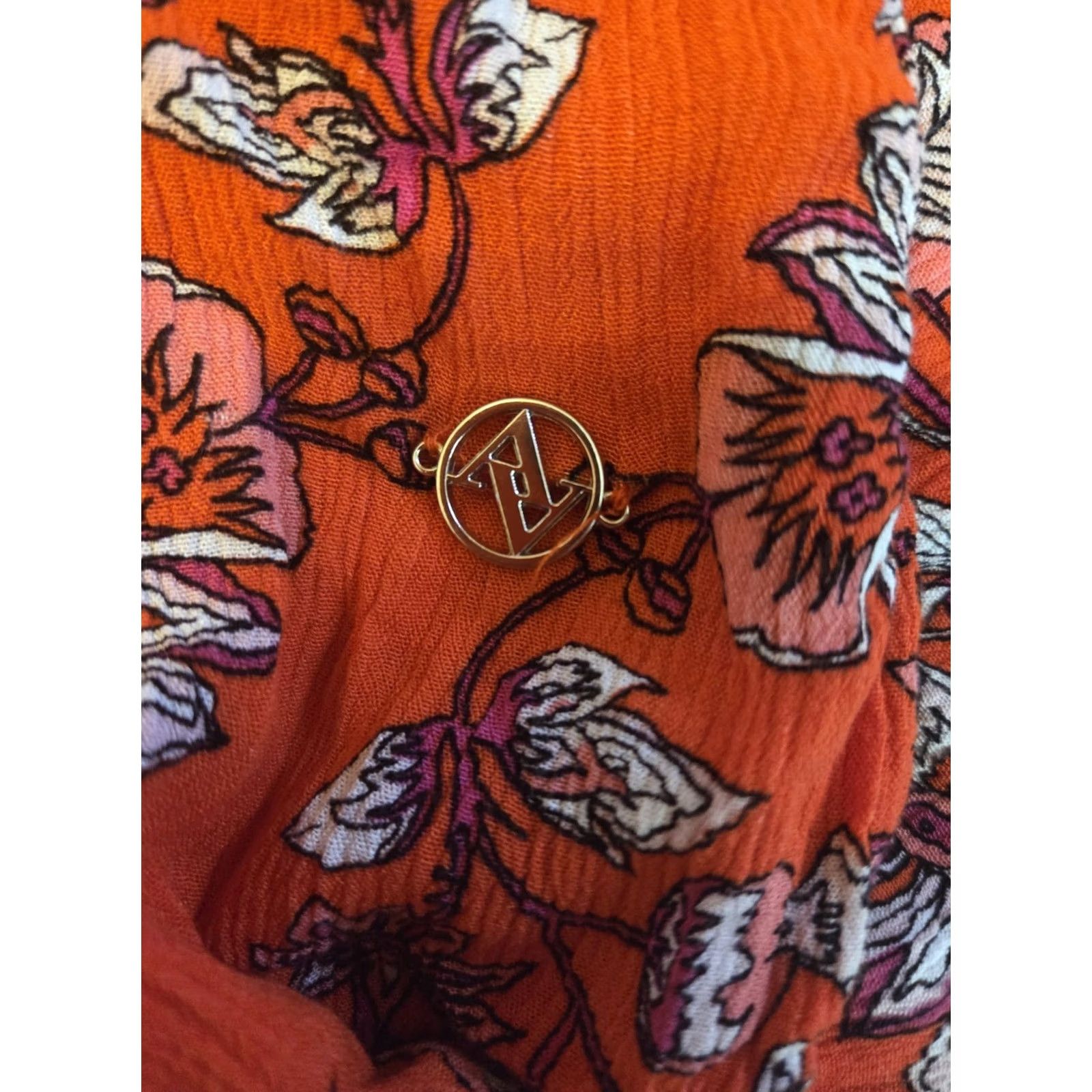 Vintage Adrienne Vittadini Orange Floral Crinkle Lace Trim Top Hippie Boho XL Womens Size XL / US 12-14 / IT 48-50 - 7 Thumbnail