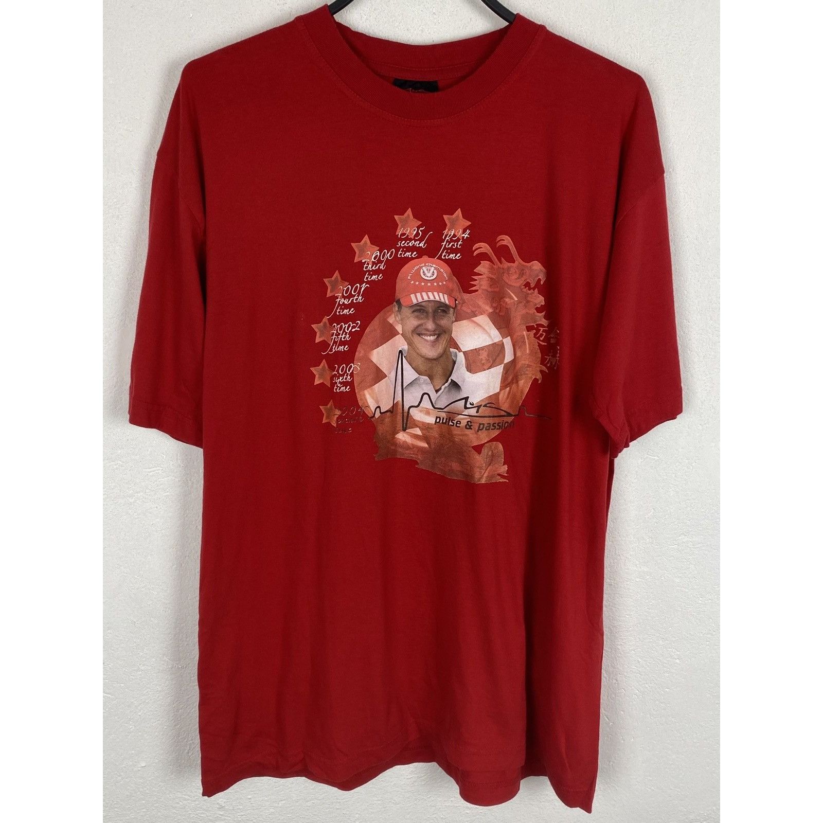 Vintage 00s Vintage Michael Schumacher 7 Times Winner Dragon Tee Size US XL / EU 56 / 4 - 1 Thumbnail