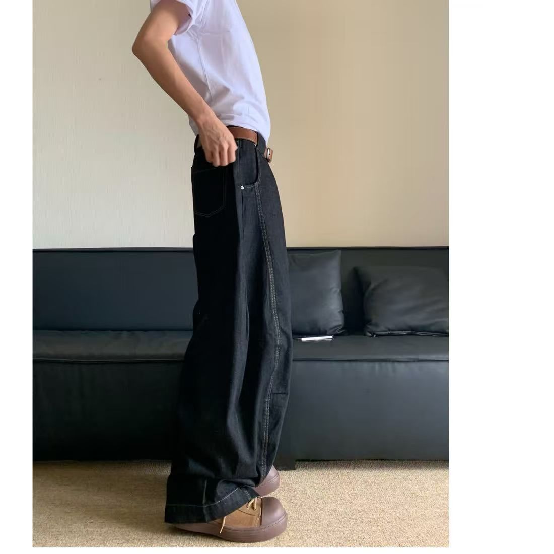 Japanese Brand × Jean American retro black washed loose scimitar jeans Size US 32 / EU 48 - 2 Thumbnail