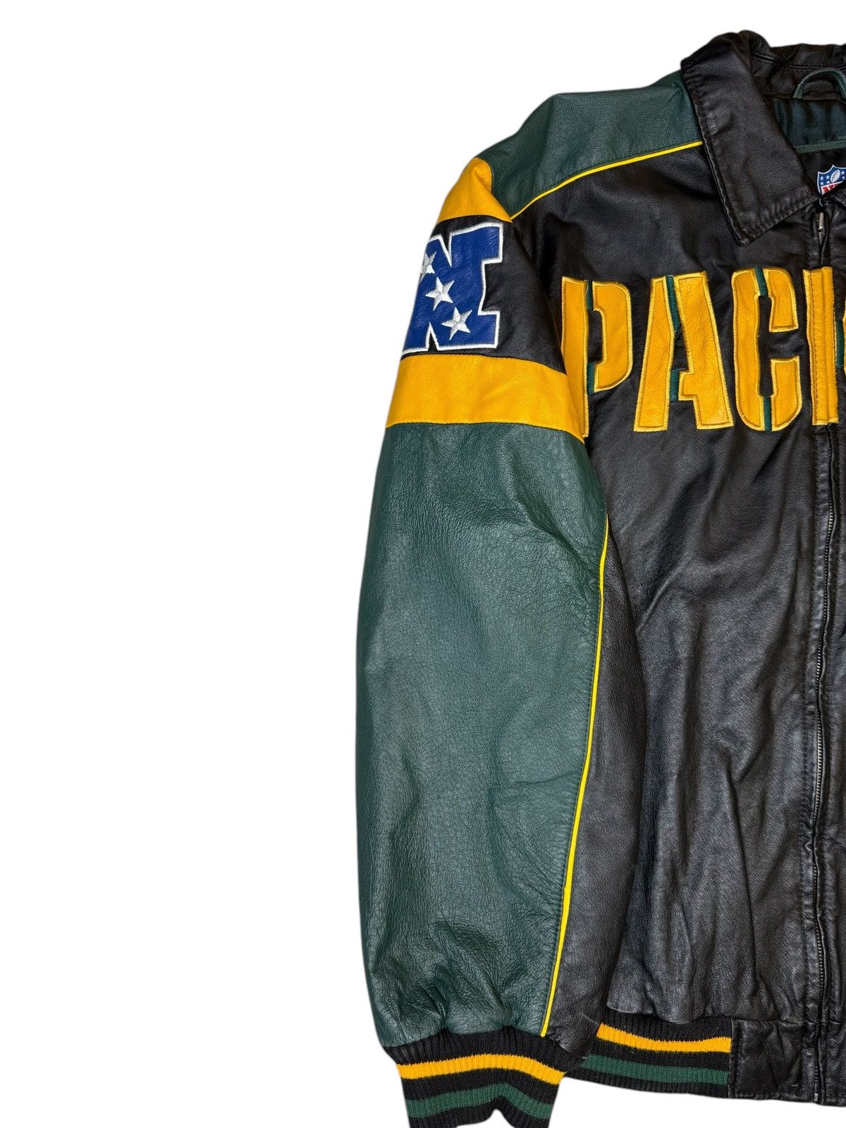NFL × Vintage Vintage Green Bay Packers NFL Leather Jacket Size US XXL / EU 58 / 5 - 4 Thumbnail