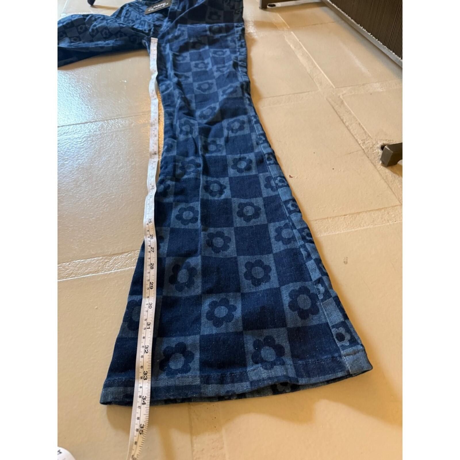 Jaded London NWT Jaded London Retro Jeans Checkered Floral Flare 25 Size 25" / US 0 / IT 36 - 12 Thumbnail