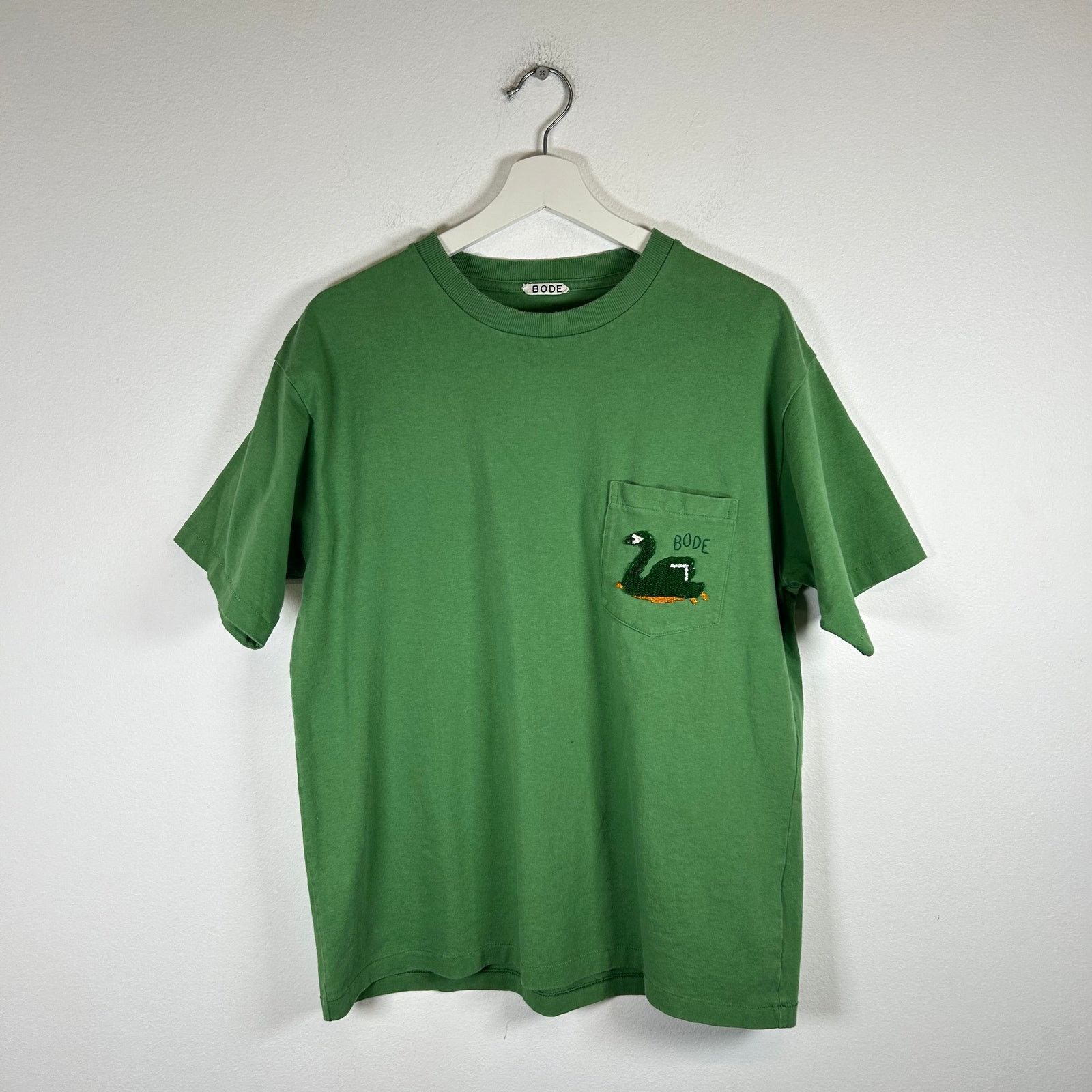 Bode Bode Green Embroidered Mallard T-shirt Size Free Size US M / EU 48-50 / 2 - 1 Thumbnail
