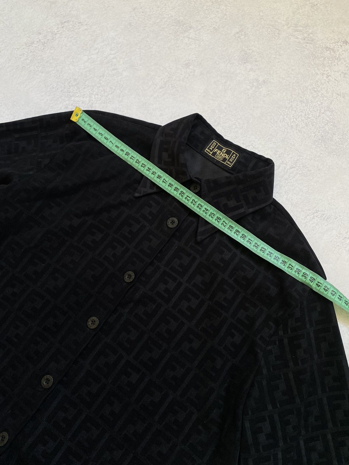 Fendi Vintage Fendi FF Zucca Monogram Black Velour Button Up Shirt Size S / US 4 / IT 40 - 11 Thumbnail