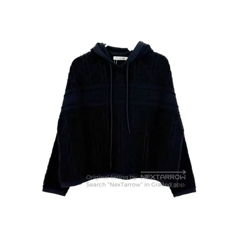 Dior Dior Dark blue plaid classic logo towel material hooded sw Size S / US 4 / IT 40 - 1 Thumbnail