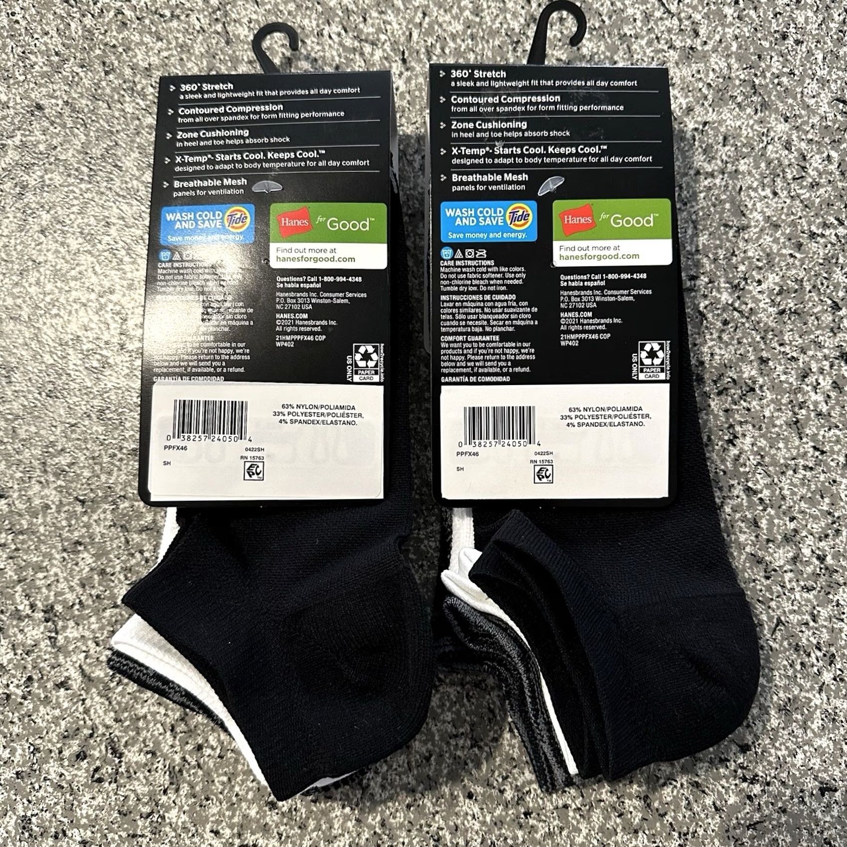Hanes Hanes No Show Socks 6 Pack Men's 6-12 Black White Grey Sock 6 Pairs Colorful Athletic Socks Mens Size ONE SIZE - 3 Thumbnail
