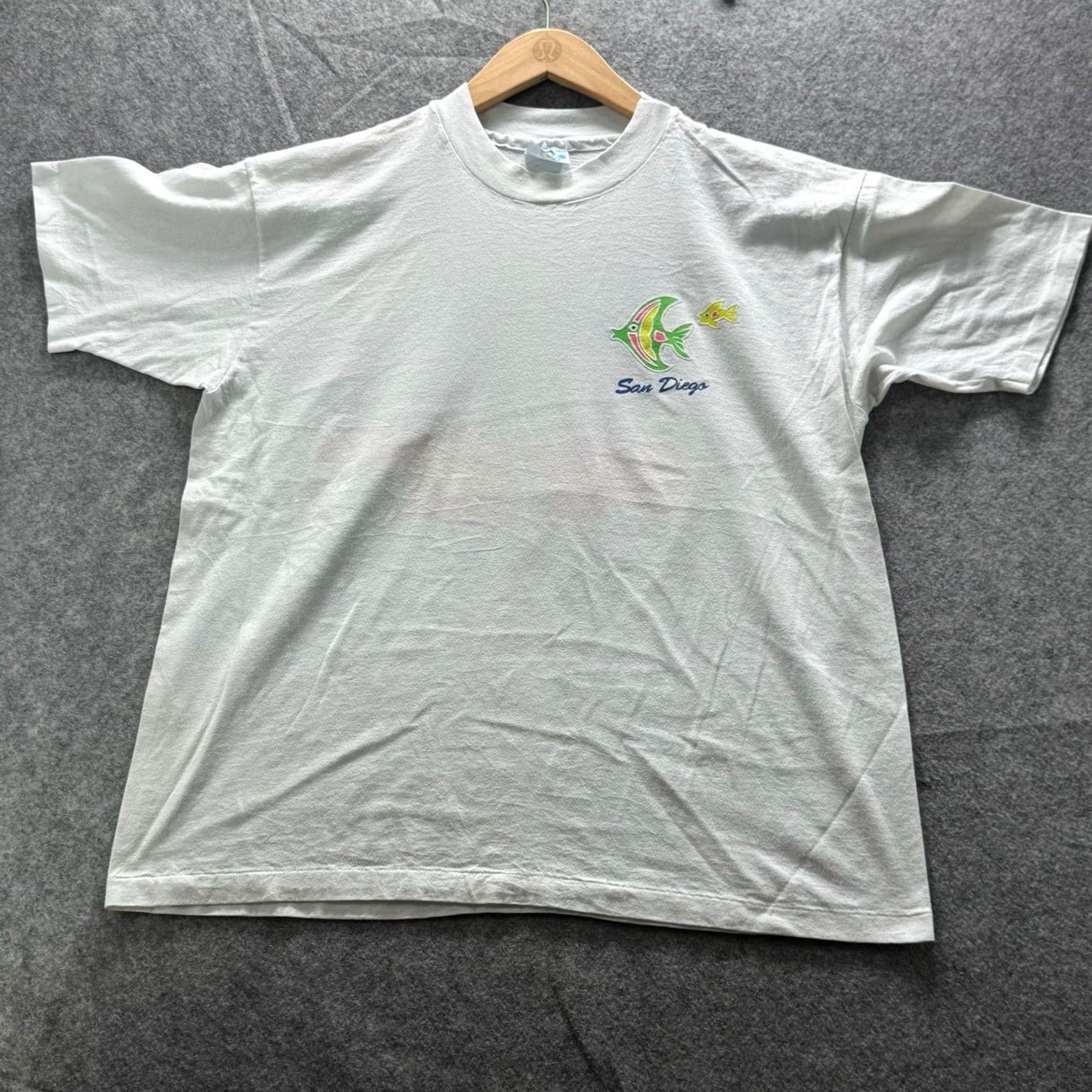 Hanes VINTAGE Hanes Shirt Mens XL White San Diego Fish Graphic Tee Fifty-Fifty Size US XL / EU 56 / 4 - 2 Thumbnail