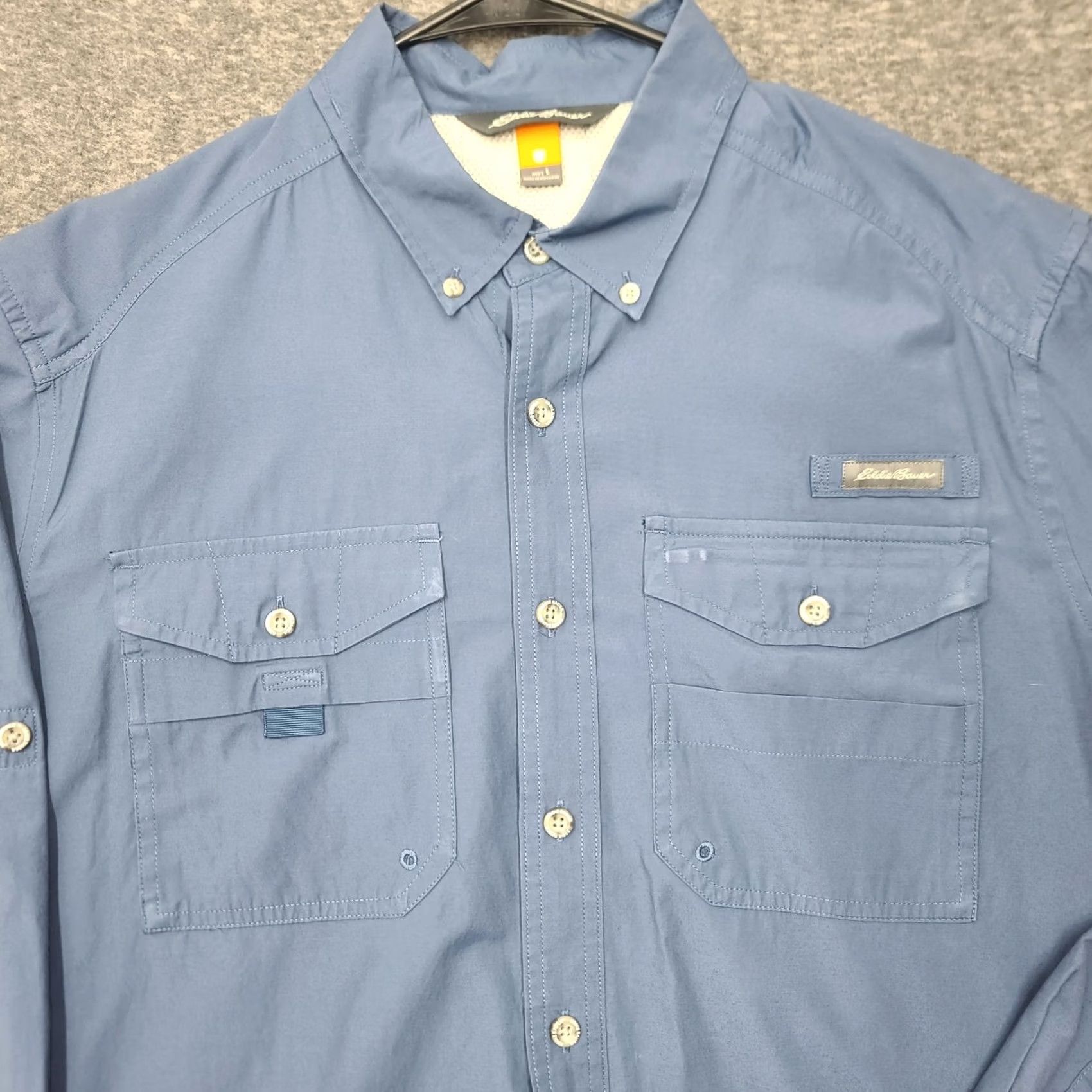 Eddie Bauer Eddie Bauer Sport Shop Shirt Mens Large Blue Long Sleeve FreeDry Moisture-Wicking Pockets Button-Up Fishing Hiking Casual Travel Shirt Size US L / EU 52-54 / 3 - 6 Thumbnail