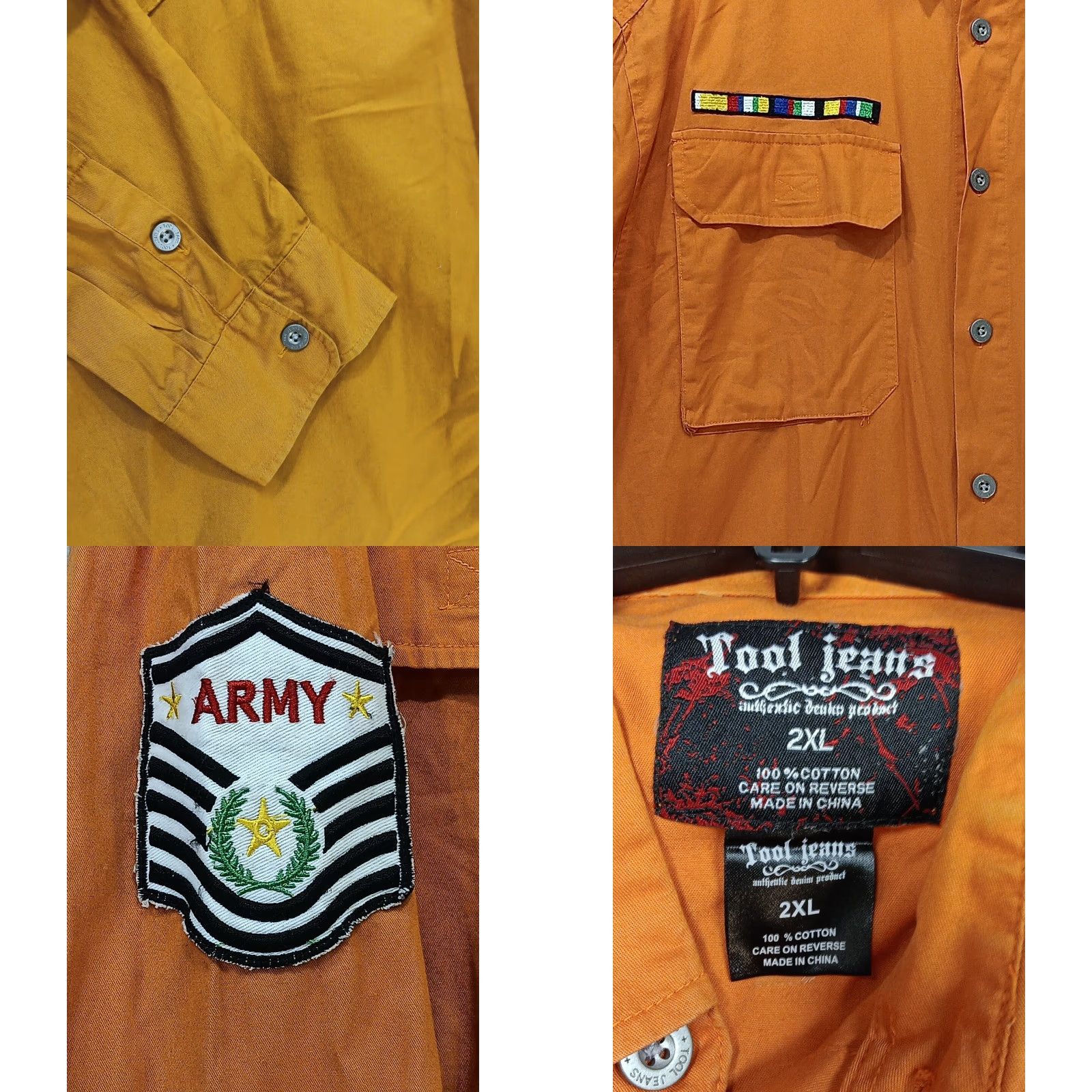 Vintage Tool Jeans Men’s Urban Force Shirt 2XL Orange Military Long Sleeve Button-Up EUC LS Shirt Men Orange Military 2XL Size US XXL / EU 58 / 5 - 9 Thumbnail
