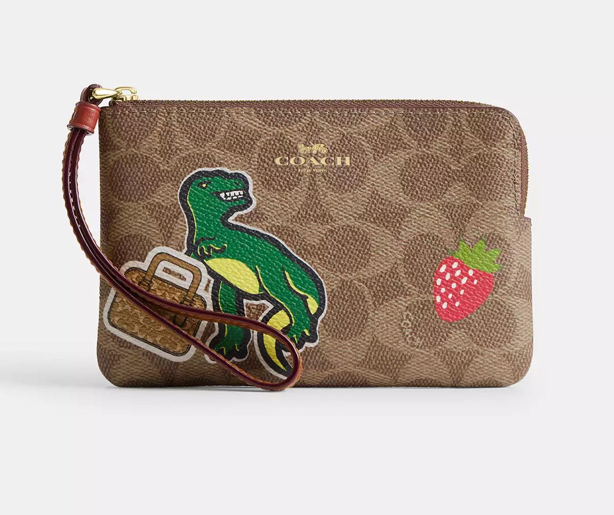 Coach Corner Zip Wristlet In Signature Canvas With Sticker Print Size ONE SIZE - 7 Thumbnail