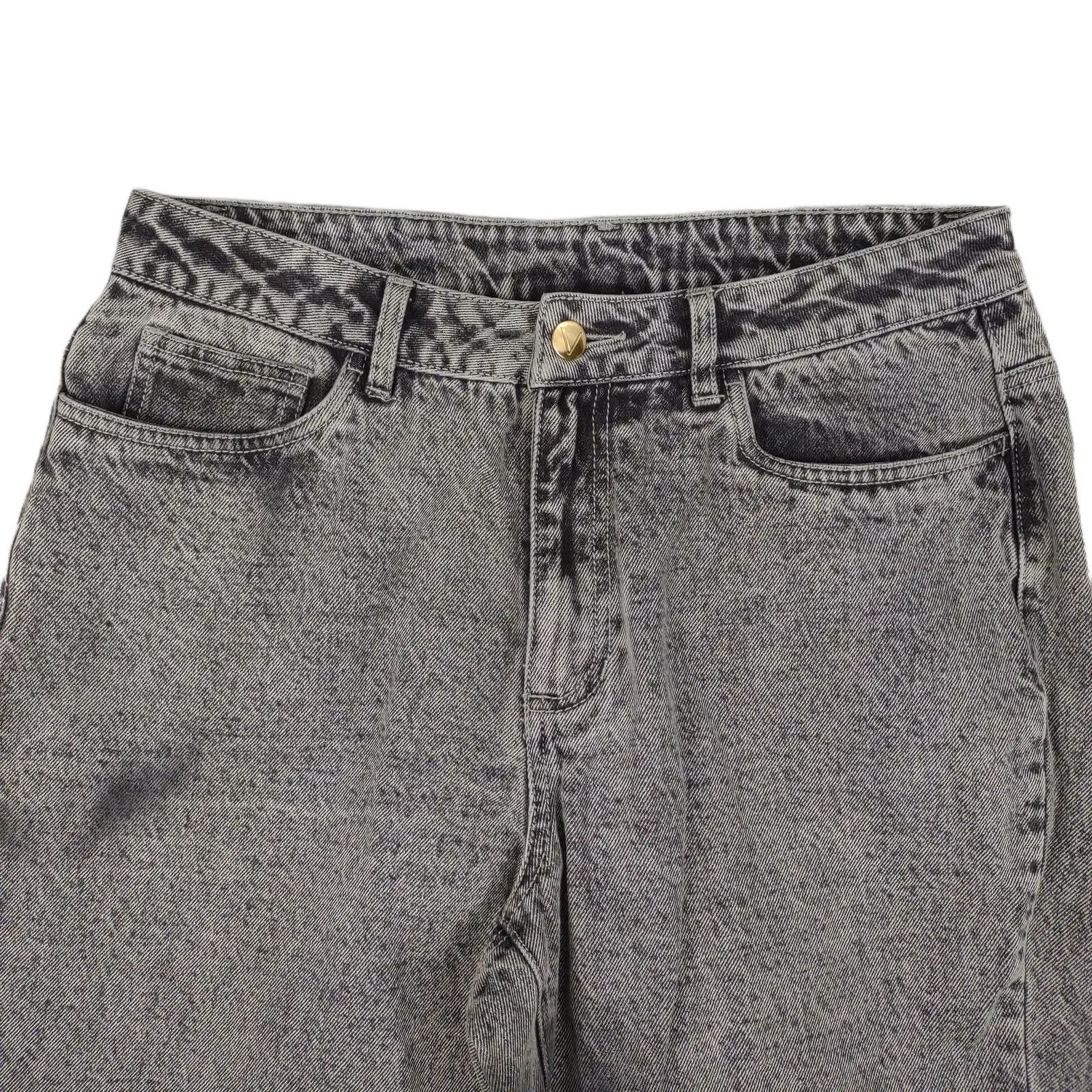 Other VENUS Women's 10 Black Acid Wash Denim Wide Flare Leg Jeans Size 32" / US 10 / IT 46 - 5 Thumbnail