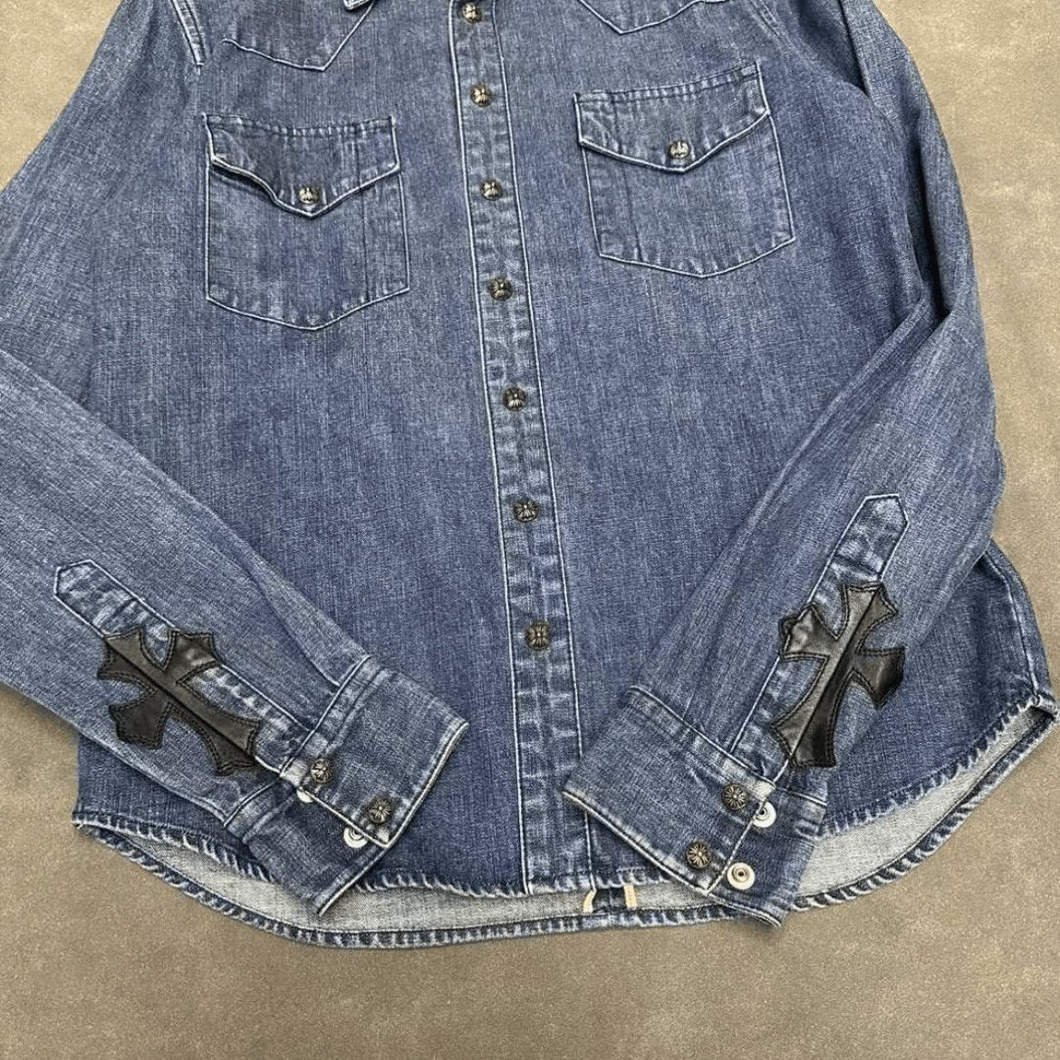 Chrome Hearts Chrome Hearts Denim Leather Patches Shirt Jacket-2507 Size US XS / EU 42 / 0 - 6 Thumbnail