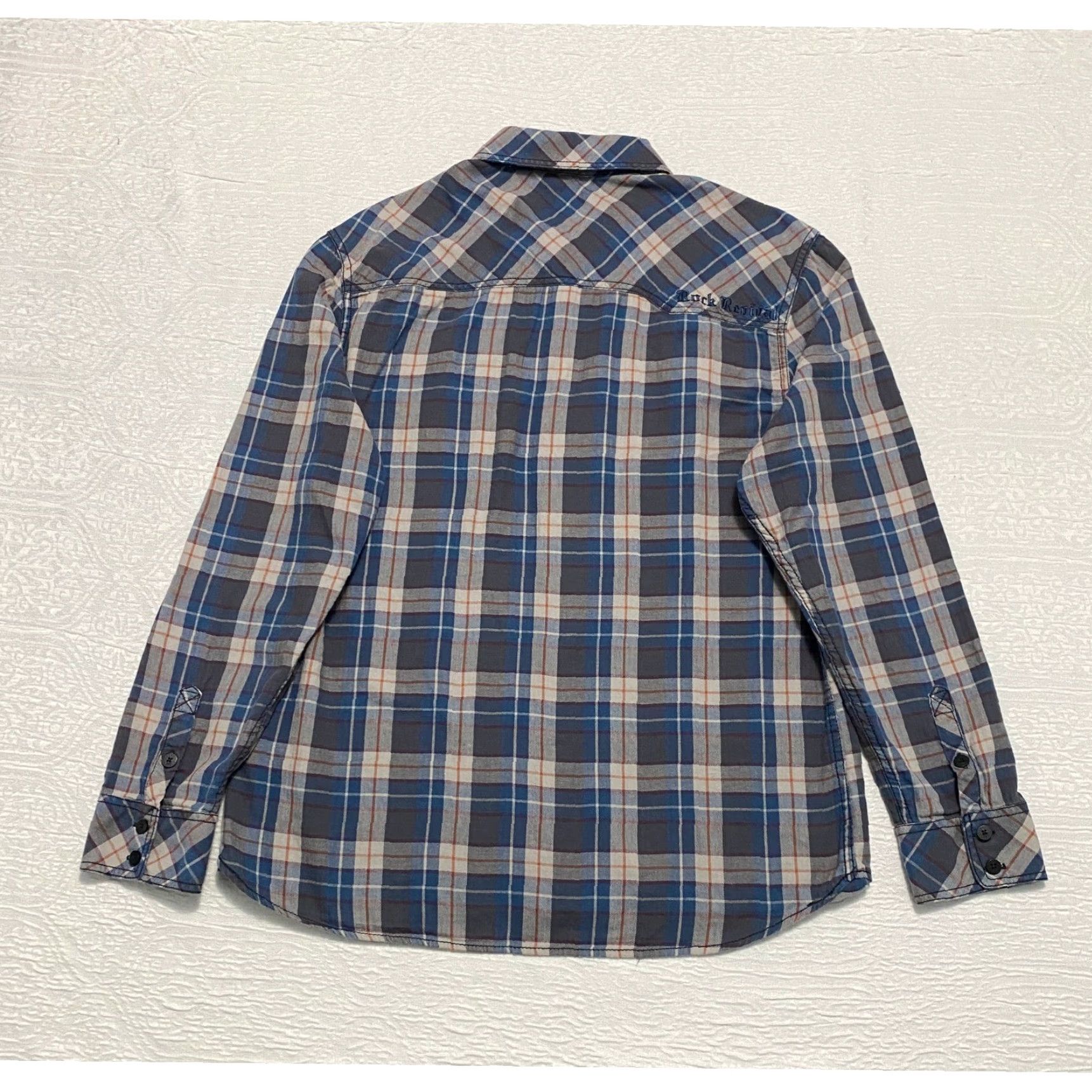 Vintage Rock Revival Shirt Mens XL Plaid Long Sleeve Button Up Casual Soft Flannel Blue Cotton Button-Up Pockets Regular Size US XL / EU 56 / 4 - 6 Thumbnail