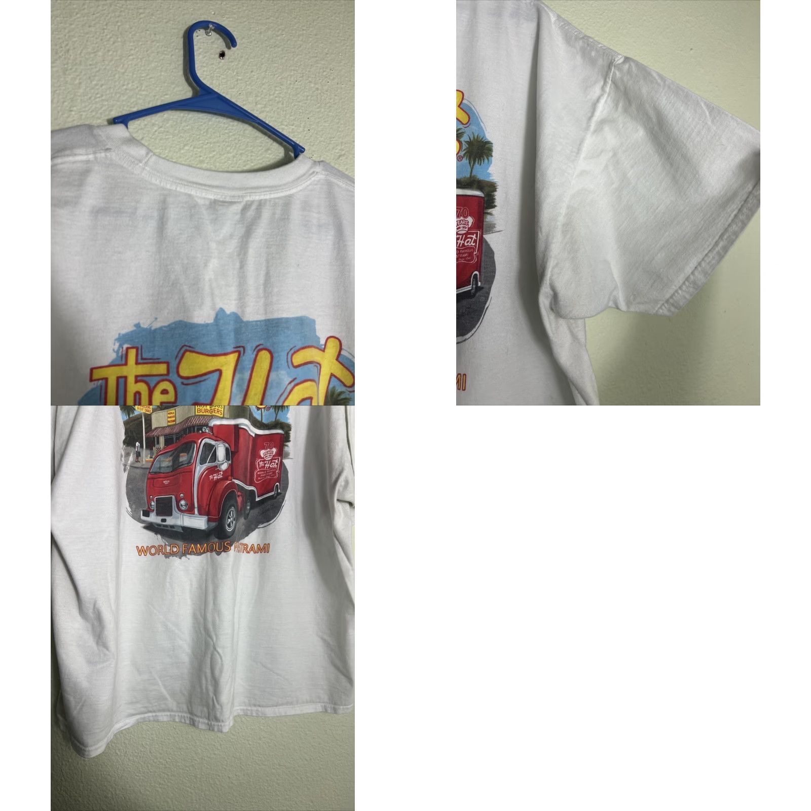Hanes VINTAGE The Hat Los Angeles White Cotton Graphic 70 Year Anniversary T-Shirt Mens 3XL Size US XXL / EU 58 / 5 - 9 Thumbnail