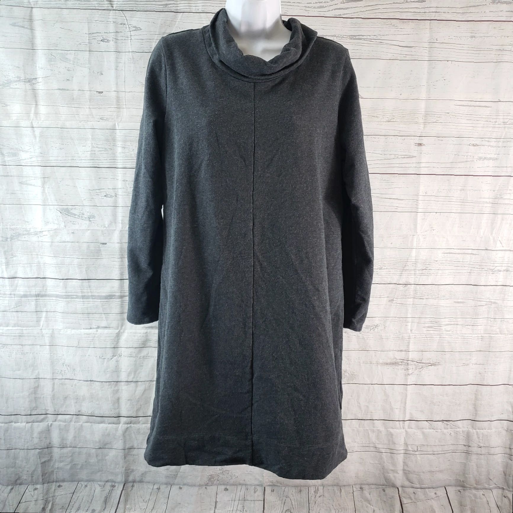J. Jill Pure Jill Womens Tunic Top M Gray Long Sleeve Cowl Neck Cotton Blend Size M / US 6-8 / IT 42-44 - 2 Thumbnail