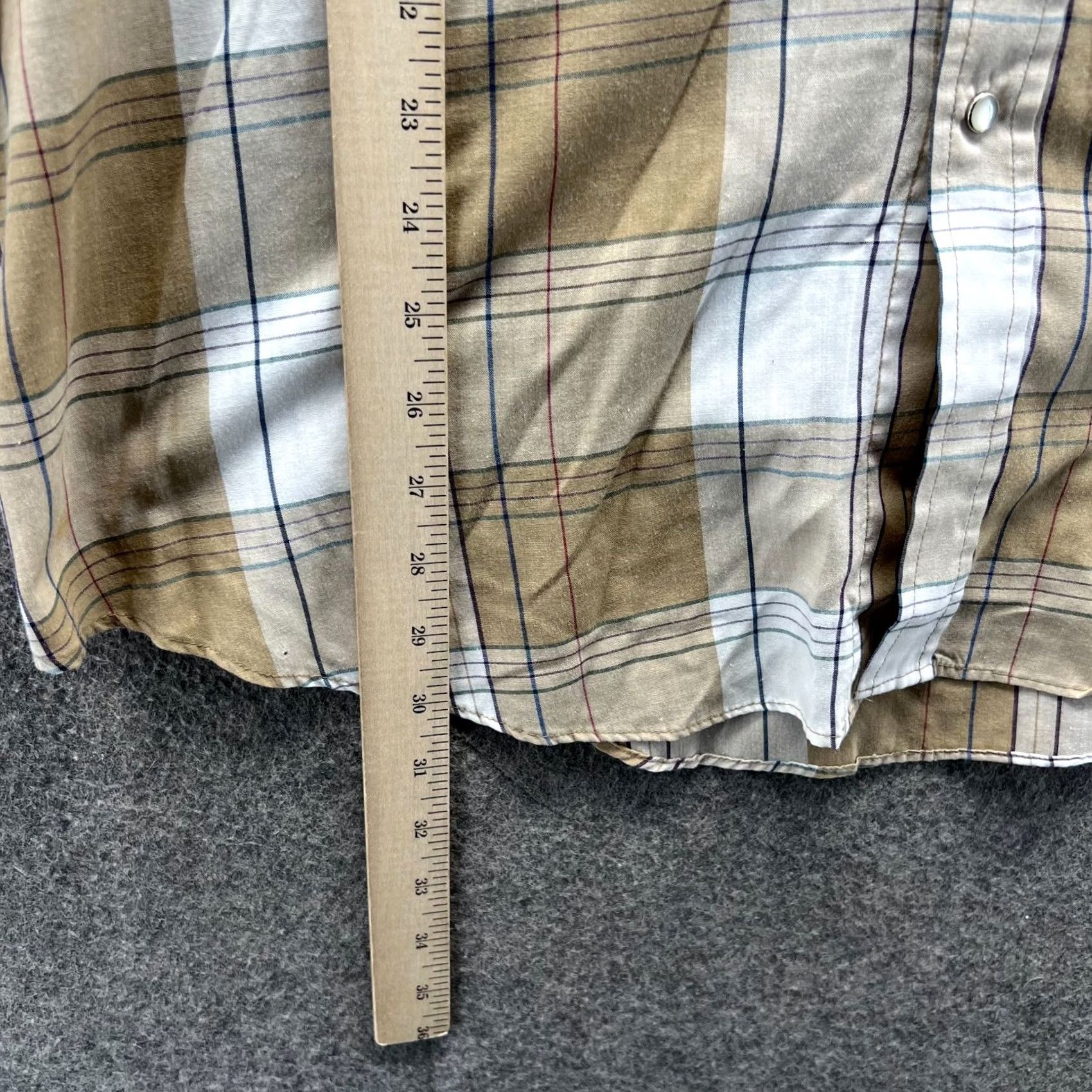 Vintage Ely Cattleman Shirt Men Large Tan Western Pearl Snap Short Sleeve Plaid Cowboy Size US L / EU 52-54 / 3 - 6 Thumbnail