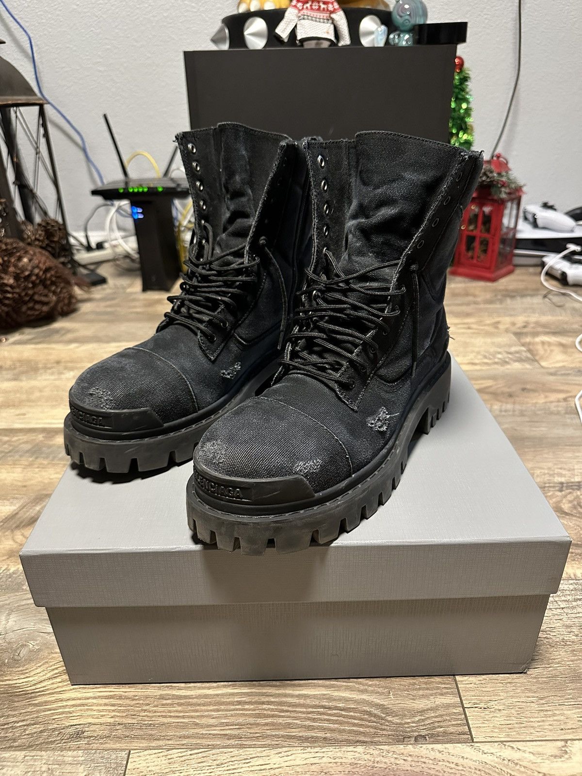 Balenciaga Balenciaga Black Strike Canvas Combat Boot | Grailed