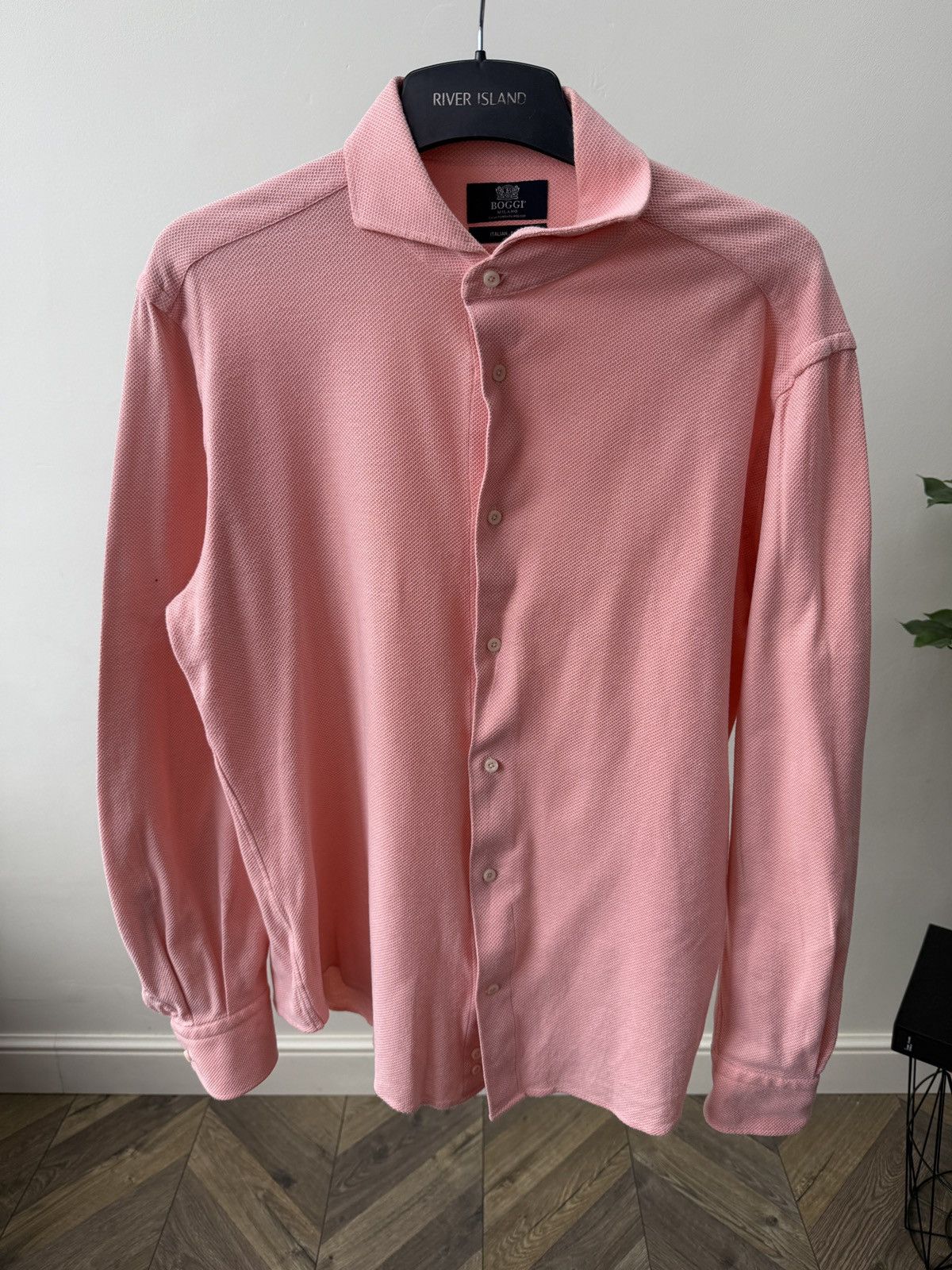 Boggi Vintage Boggi Milano Shirt Pink Textured Cotton Button Up Size US L / EU 52-54 / 3 - 2 Thumbnail