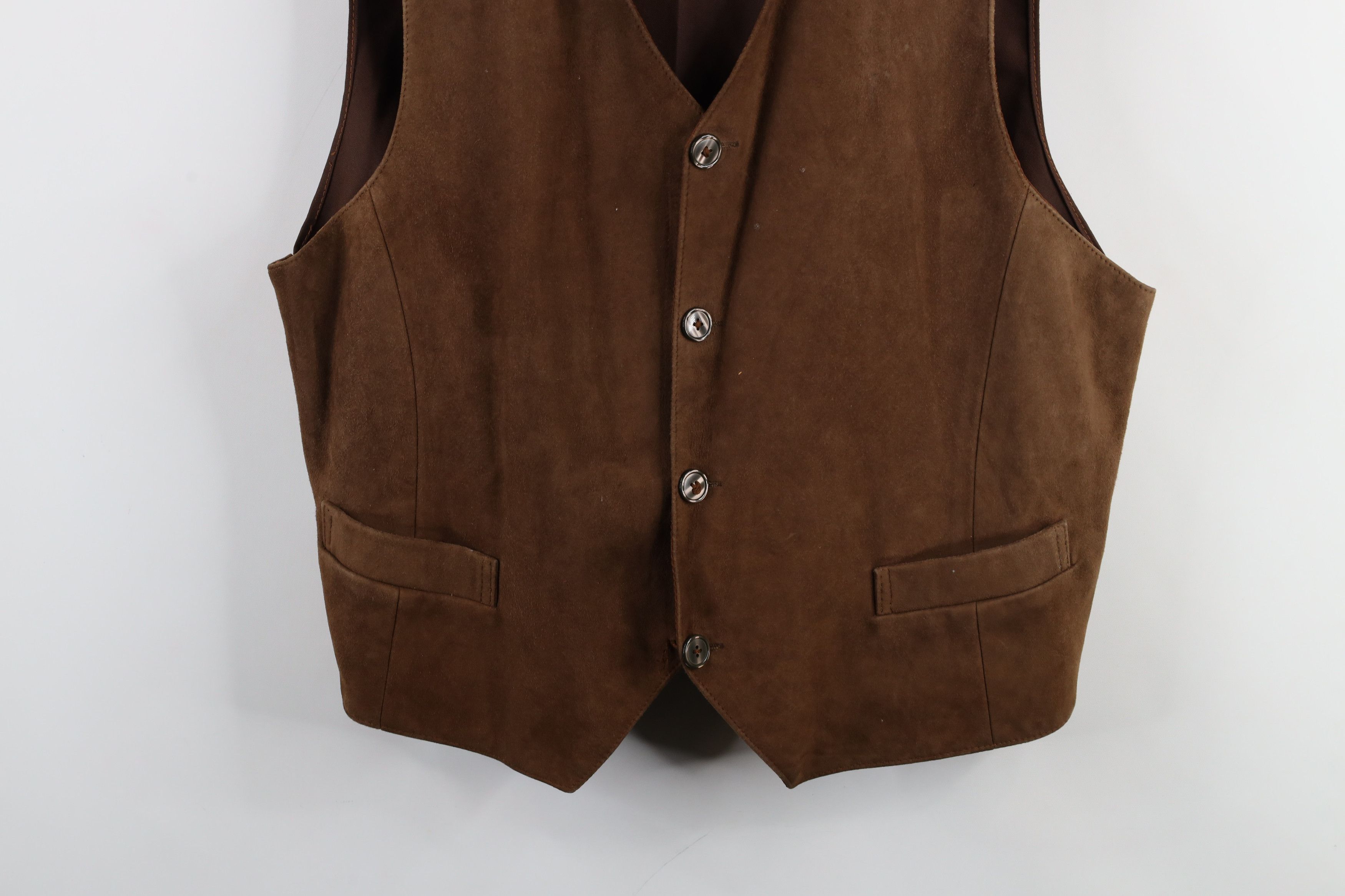 Vintage Vintage 90s Streetwear Suede Leather Buckle Back Vest Jacket Size US XXL / EU 58 / 5 - 3 Thumbnail