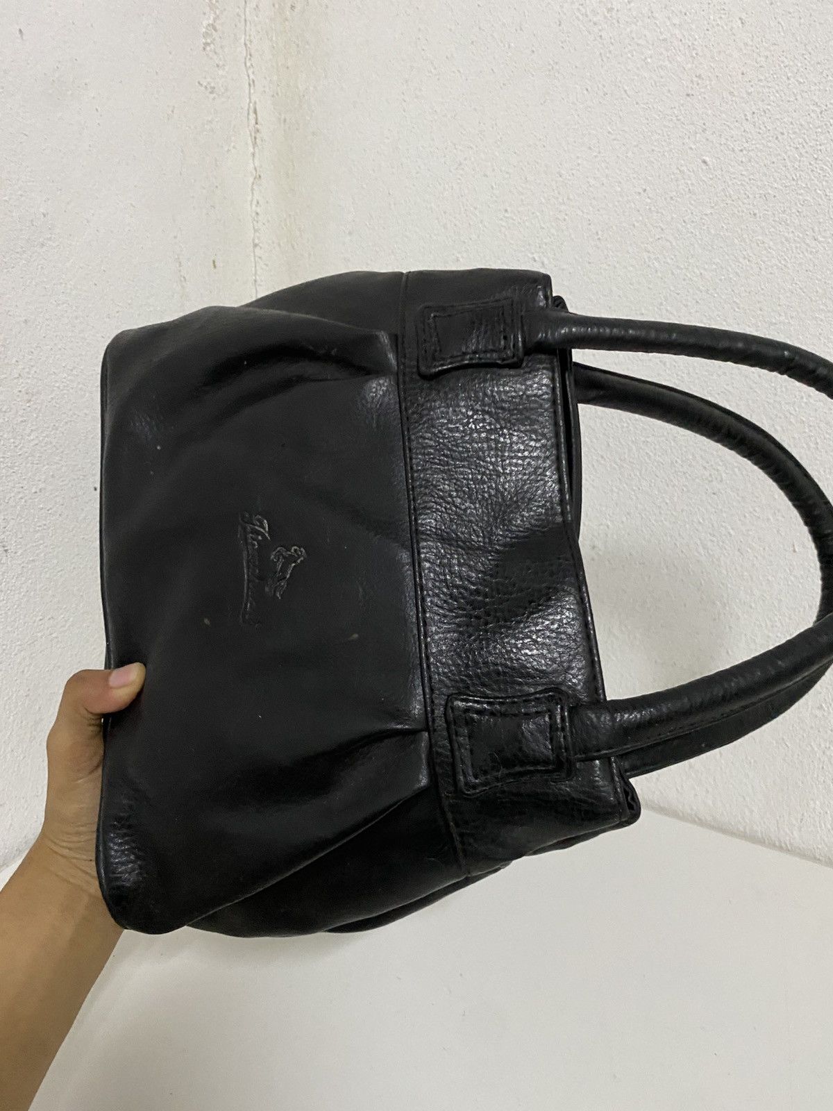 Vintage Black Leather Handbag Size ONE SIZE - 7 Thumbnail
