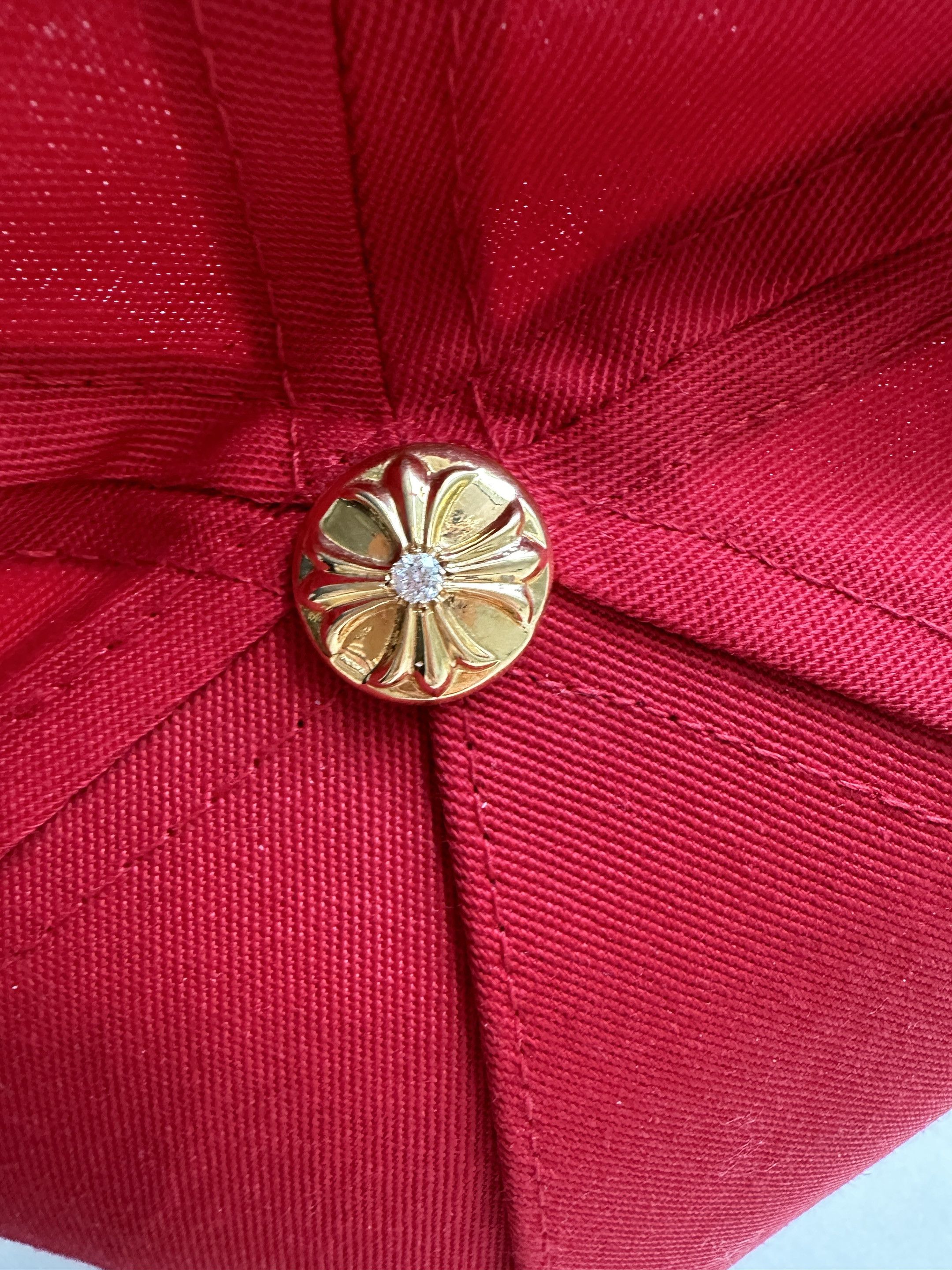 Chrome Hearts Chrome Hearts CH Embroidered 22K Gold Diamond Button Red Cap Size ONE SIZE - 7 Thumbnail
