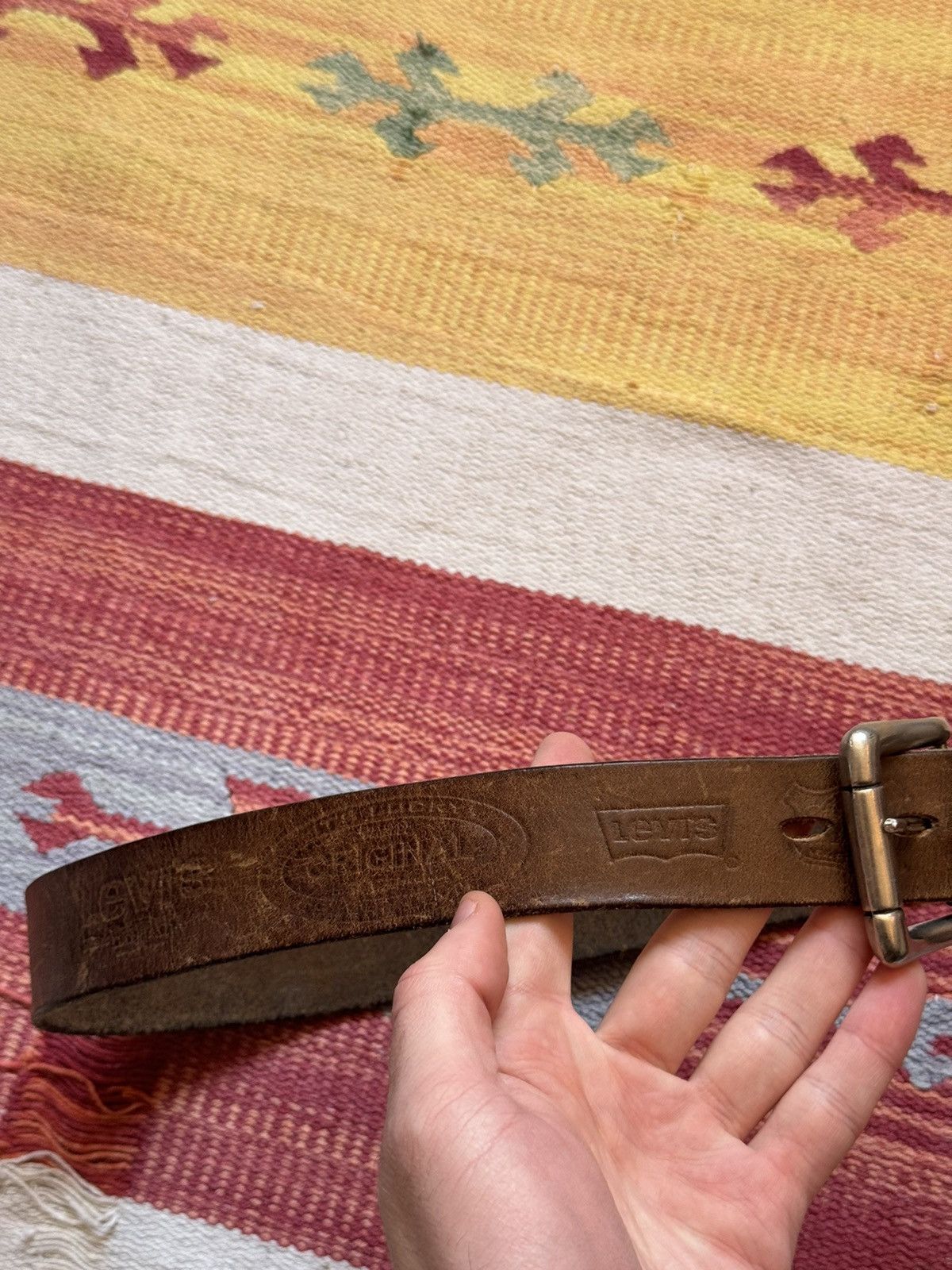Levi's Vintage 90’s Levi’s Genuine Leather Brown Cowboy Belt Size ONE SIZE - 3 Thumbnail