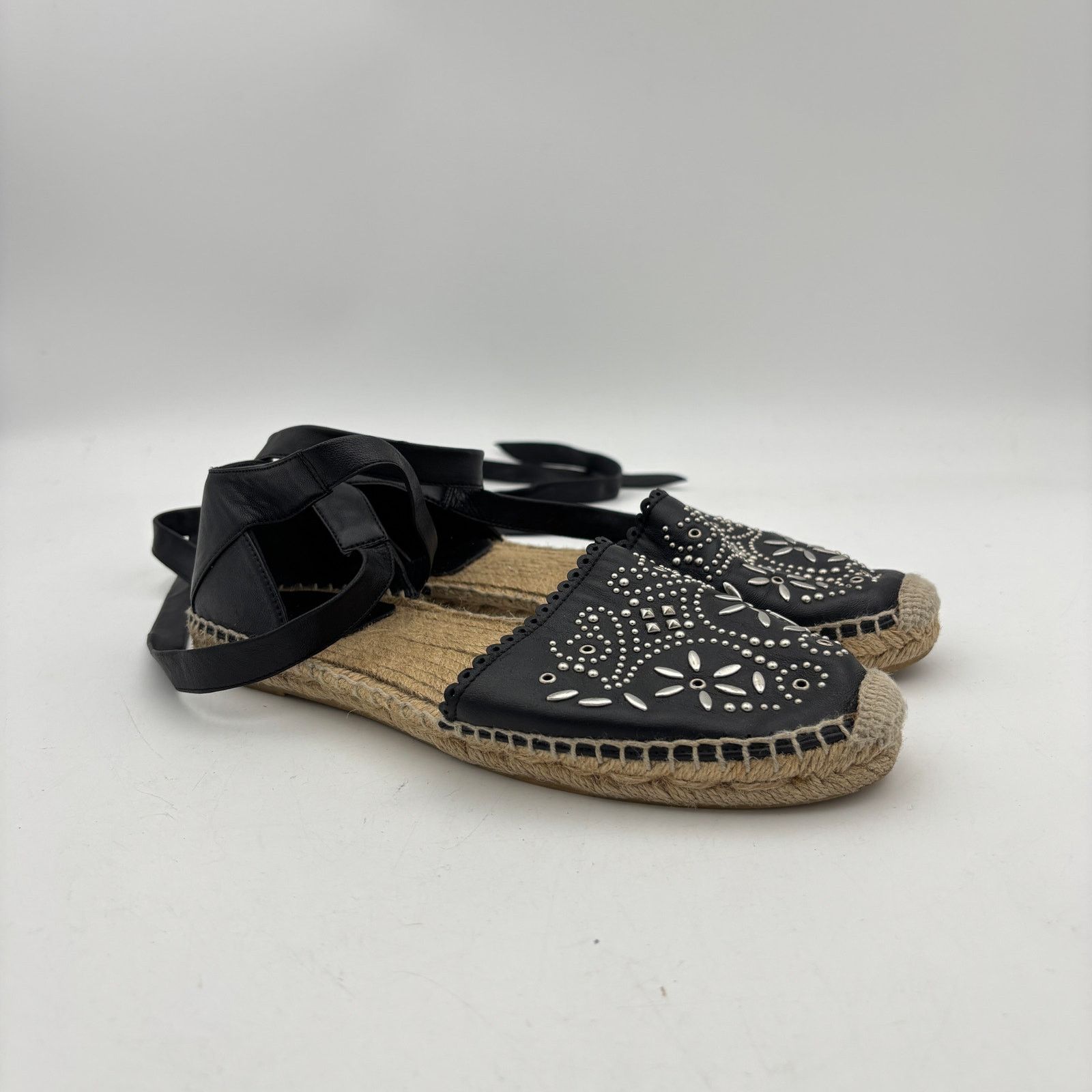 Saint Laurent Paris Saint Laurent Paris YSL Studded Leather Espadrilles Size US 7.5 / IT 37.5 - 2 Thumbnail