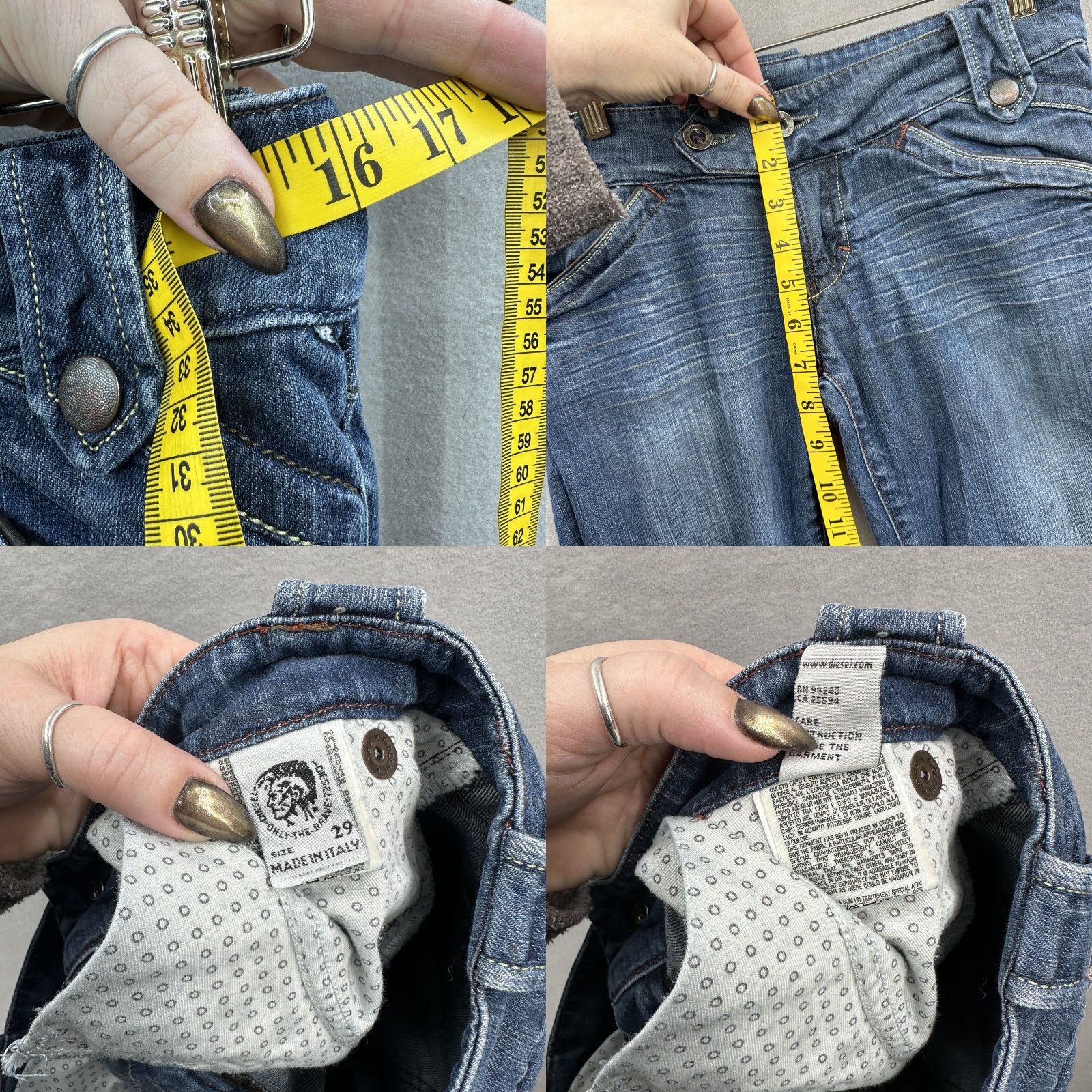 Diesel Diesel Industry Jeans Womens 29 Blue Moonie Straight Crop Back Flap 5-Pocket Design Cottagecore y2k Size 29" - 10 Thumbnail