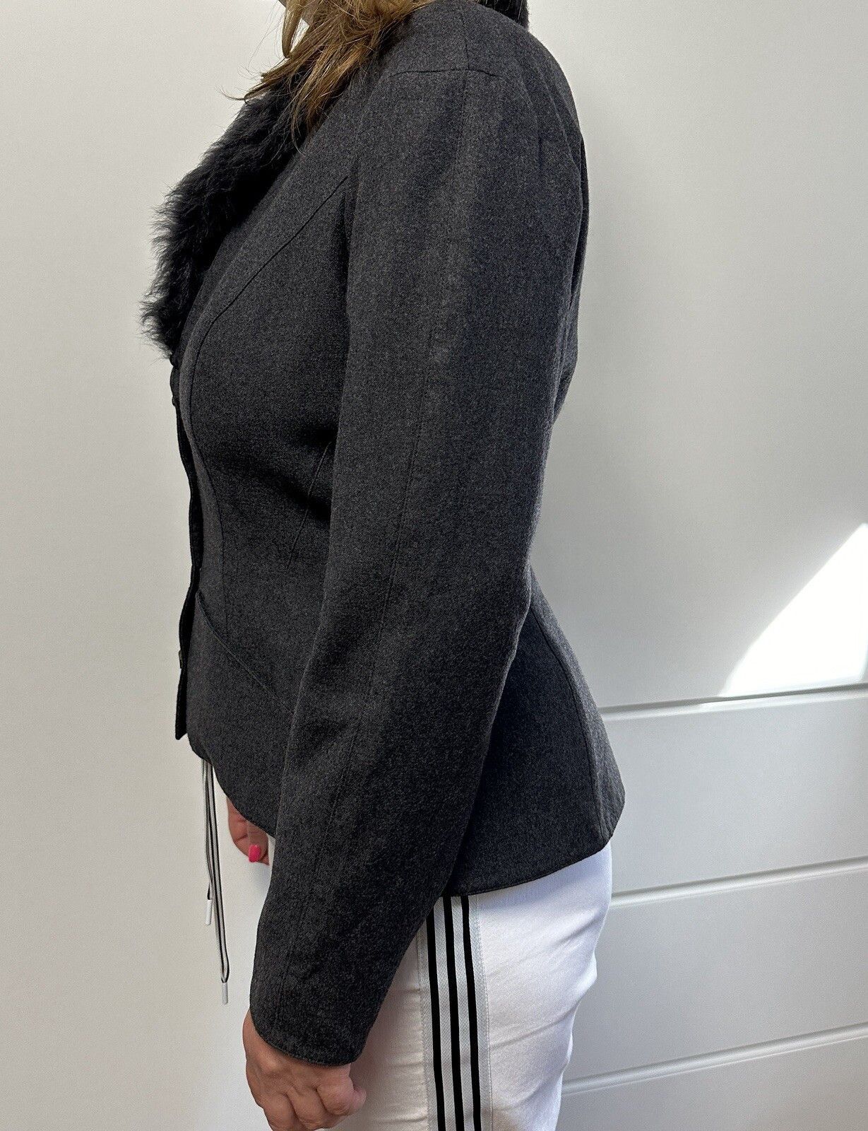 Thierry Mugler Vintage 90s Thierry Mugler Womens Fur Jacket wool cashmere Size L / US 10 / IT 46 - 12 Thumbnail