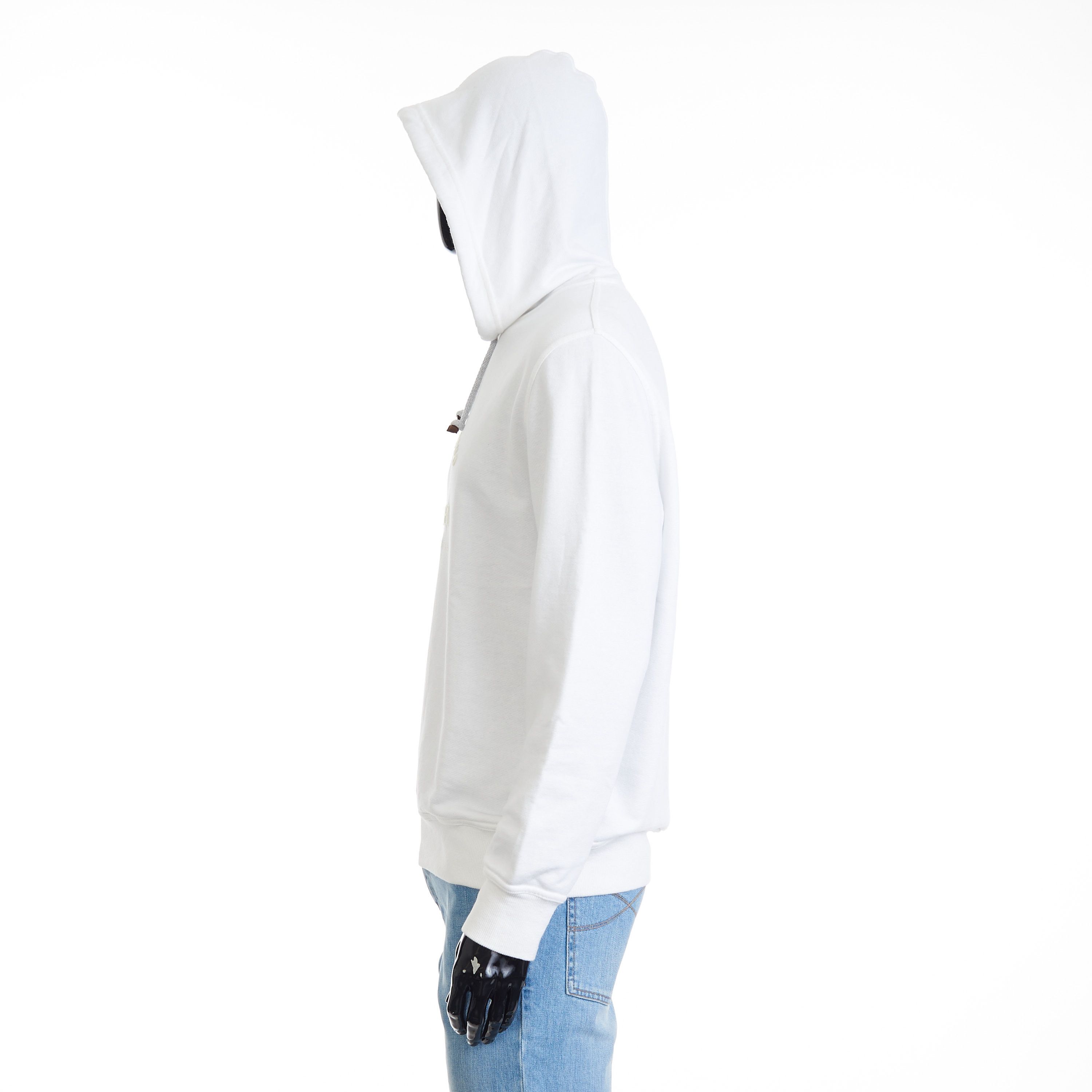 Brunello Cucinelli White Hooded Sweatshirt - Logo Embroidery, French Terry Size US S / EU 44-46 / 1 - 13 Thumbnail