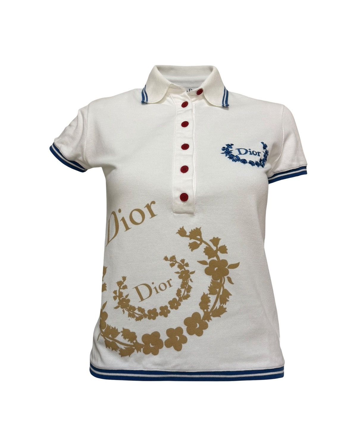 Dior CHRISTIAN DIOR Resort 2004 Floral Logo Golf Polo Shirt Size XS / US 0-2 / IT 36-38 - 1 Thumbnail