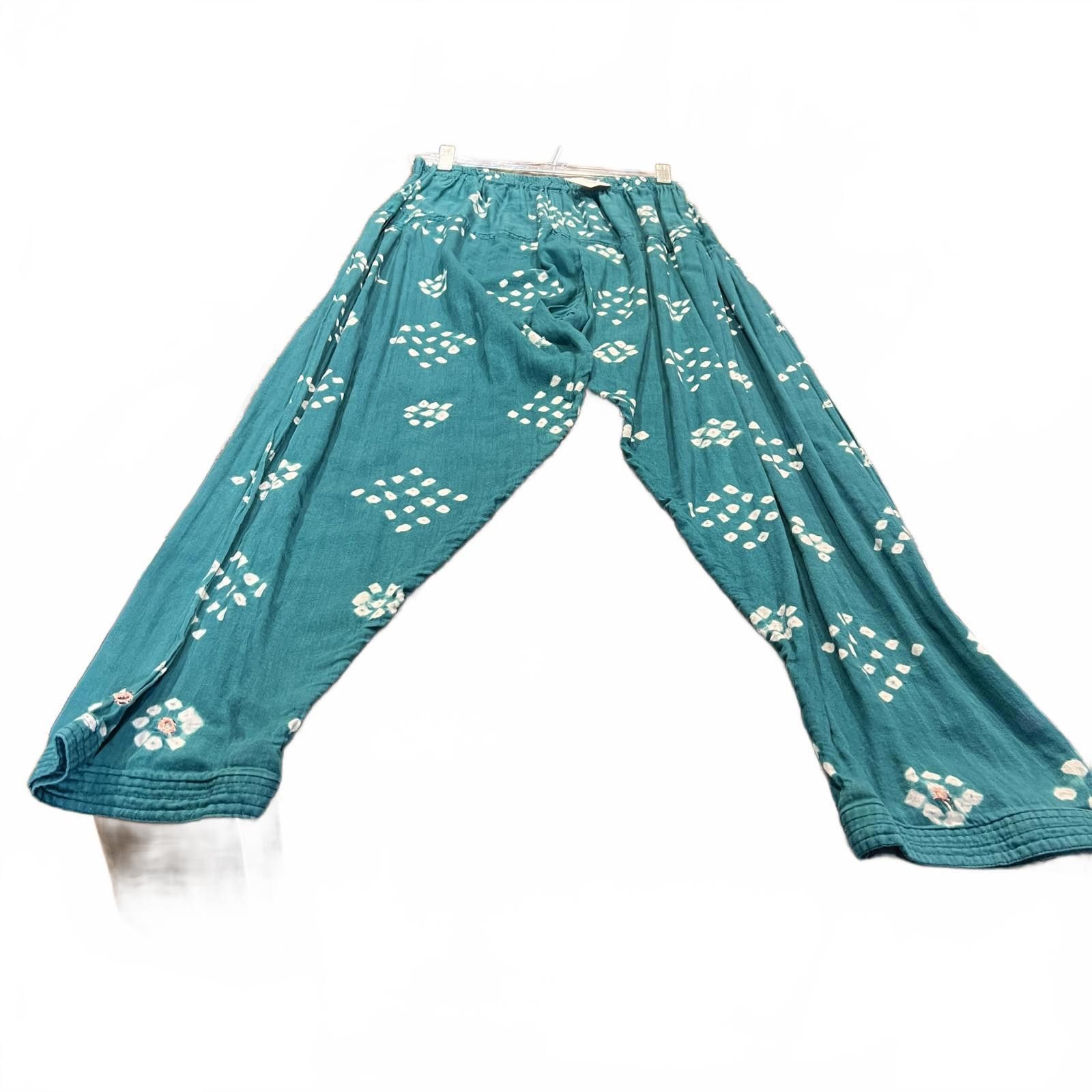 Unknown London Teal Patterned Women's Casual Pants Size 32" / US 10 / IT 46 - 1 Thumbnail