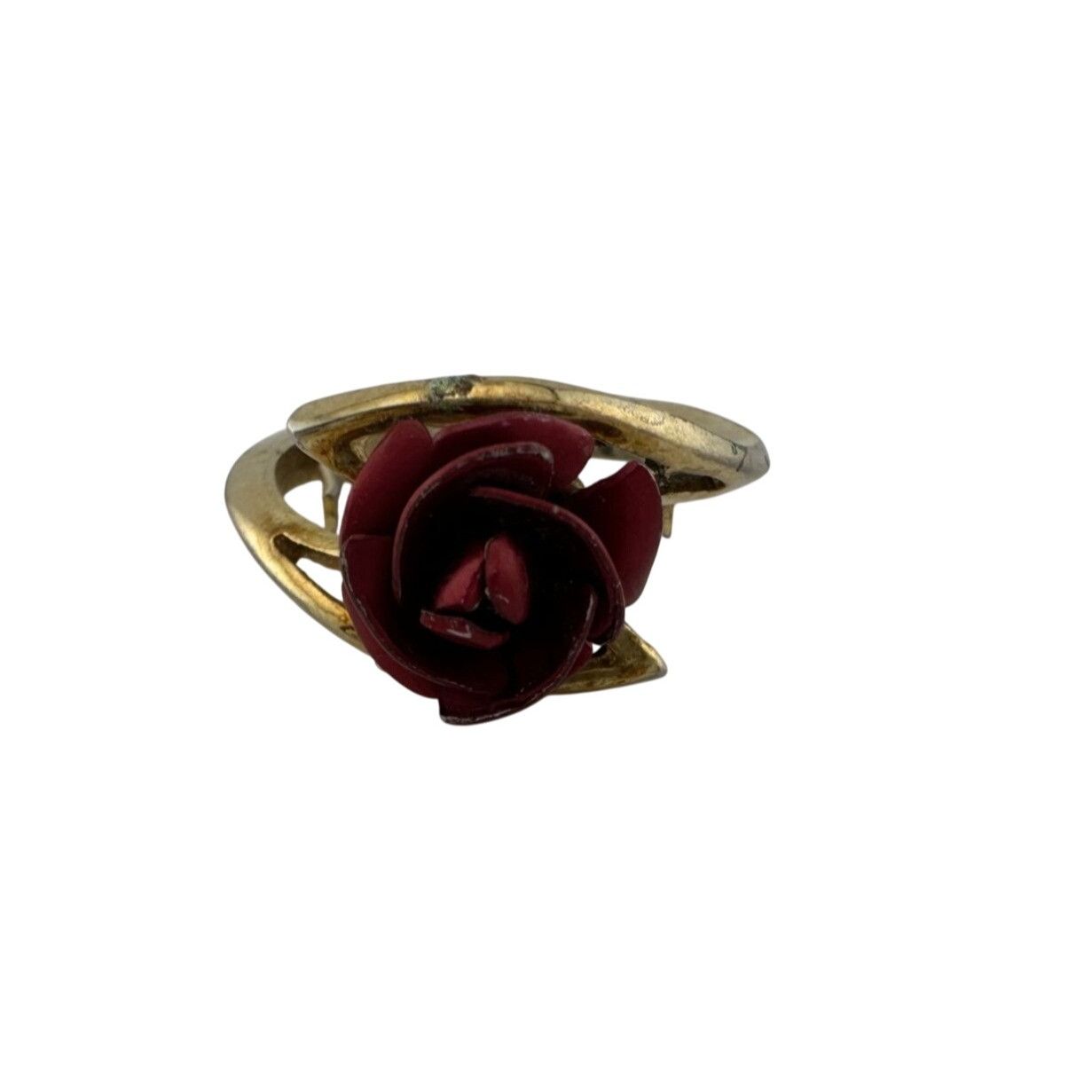 Other Women's Beautiful Gold Tone Red Rose Flower Ring Size ONE SIZE - 1 Thumbnail