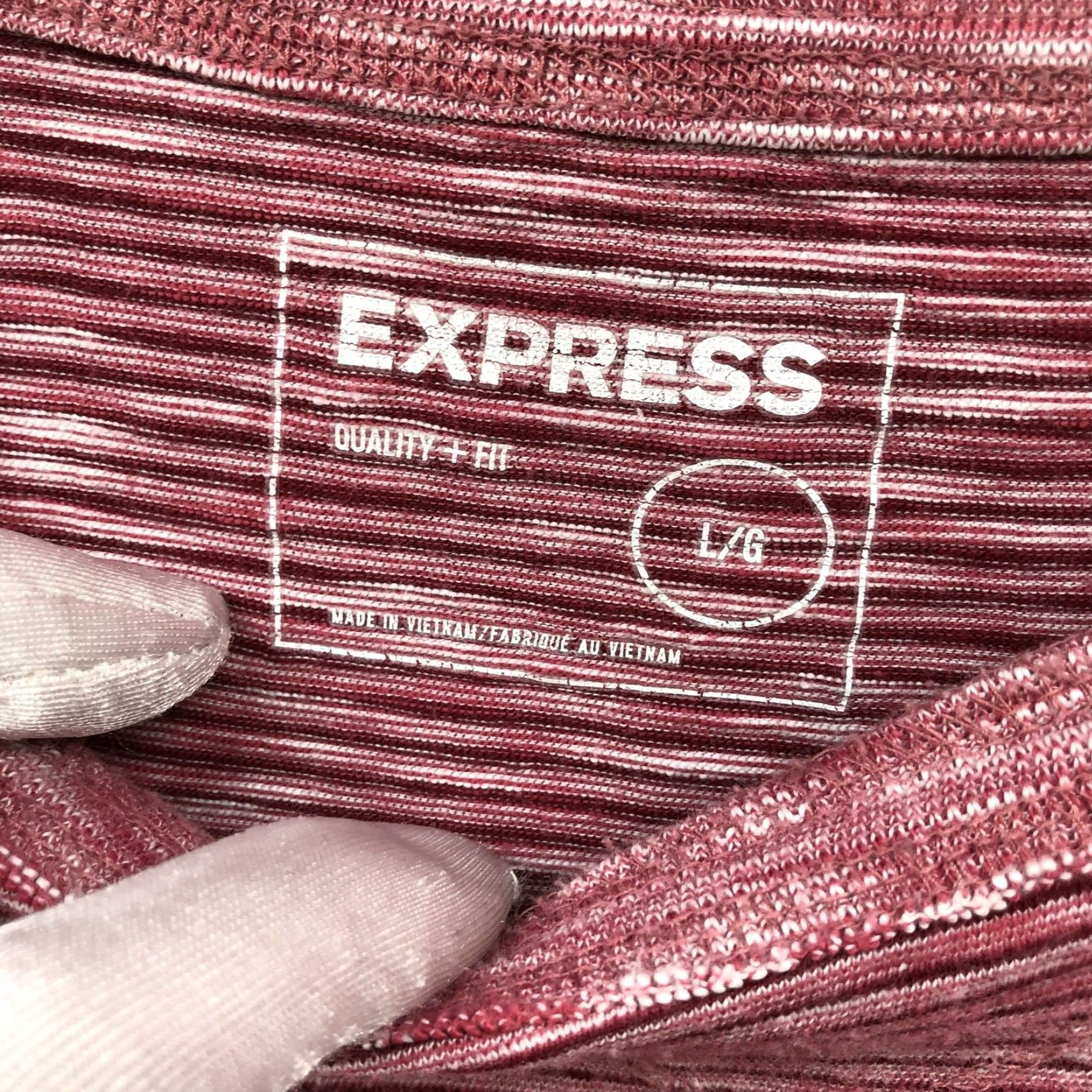 Express Express T Shirt Womens Large L Pink Striped Heather Crewneck Cotton Knit T-Shirt, Express, Casual, Short Sleeve, Pink Striped Heather, Womens L Size L / US 10 / IT 46 - 5 Thumbnail