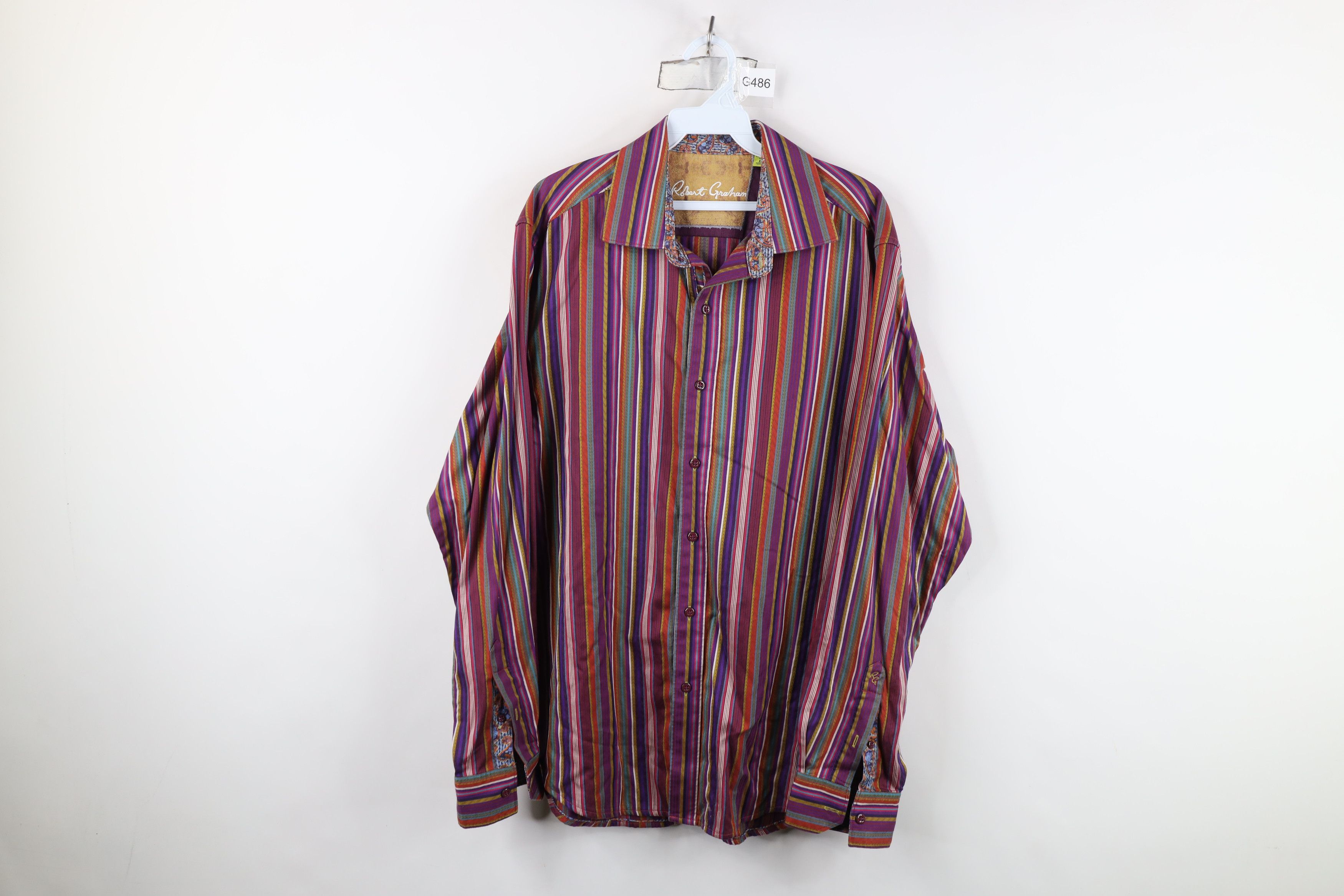 Robert Graham Robert Graham Cuff Rainbow Striped Collared Button Shirt Size US L / EU 52-54 / 3 - 1 Thumbnail