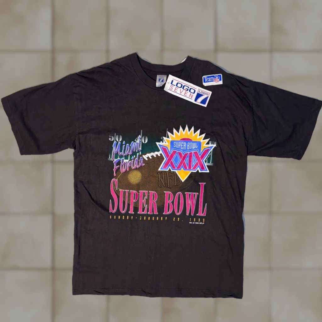 Logo 7 VINTAGE Logo 7 NFL Super Bowl XXIX T-Shirt Black XL Men Crew Neck Short Sleeve Jersey Cotton Logo 7 Size US XL / EU 56 / 4 - 1 Thumbnail