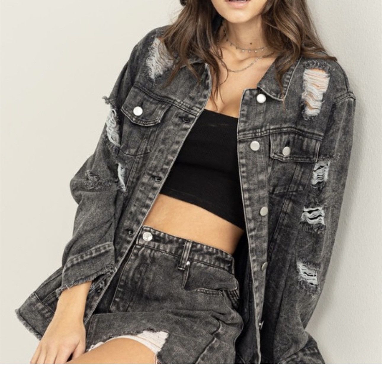 Other Hyfve Black Distress Grunge Acid Washed Denim Jacket Jacket Size S / US 4 / IT 40 - 3 Thumbnail