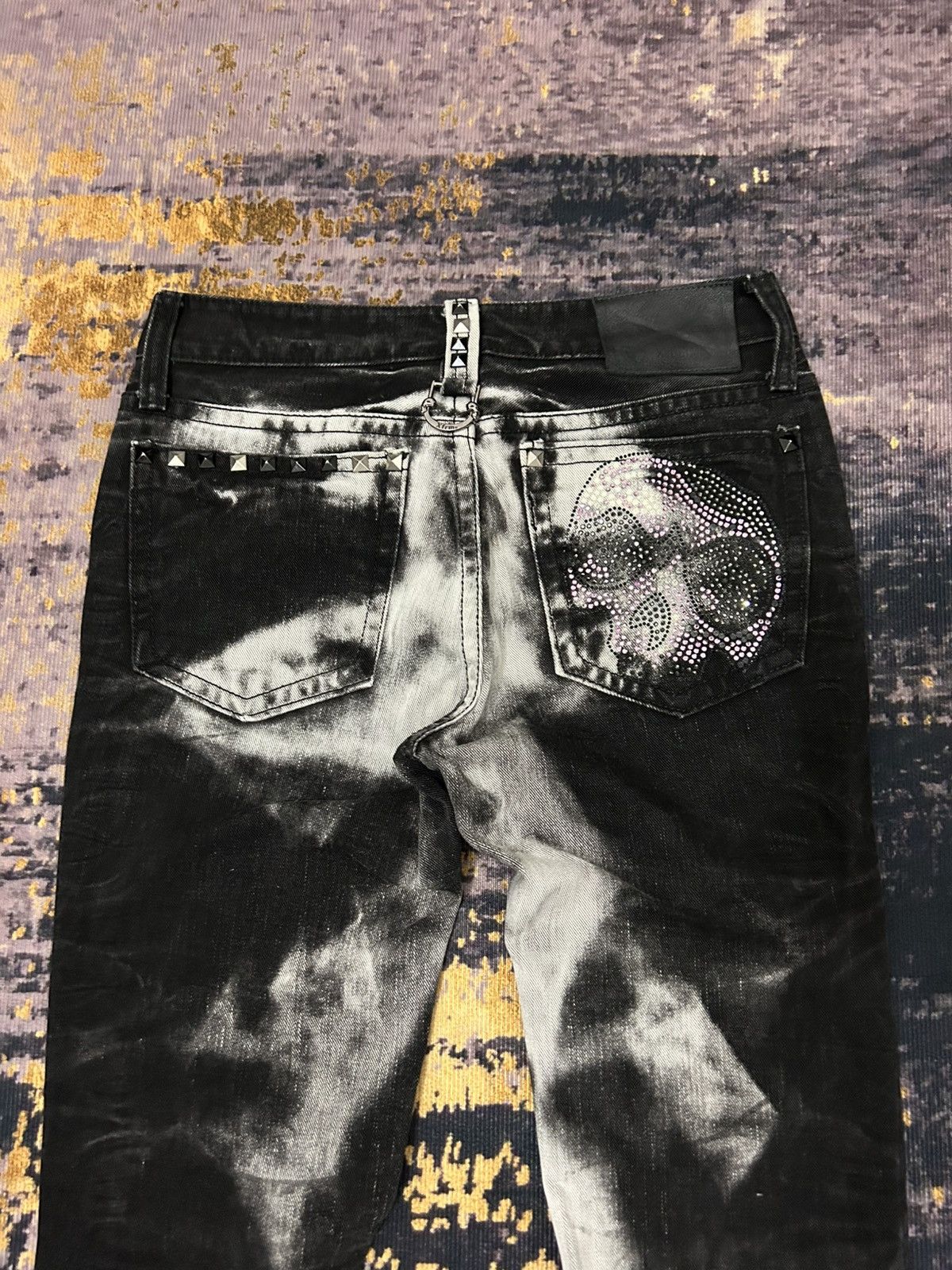 Tornado Mart Xfrm Skull Swarovski Clawmark Studded Jeans Size US 31 - 8 Thumbnail