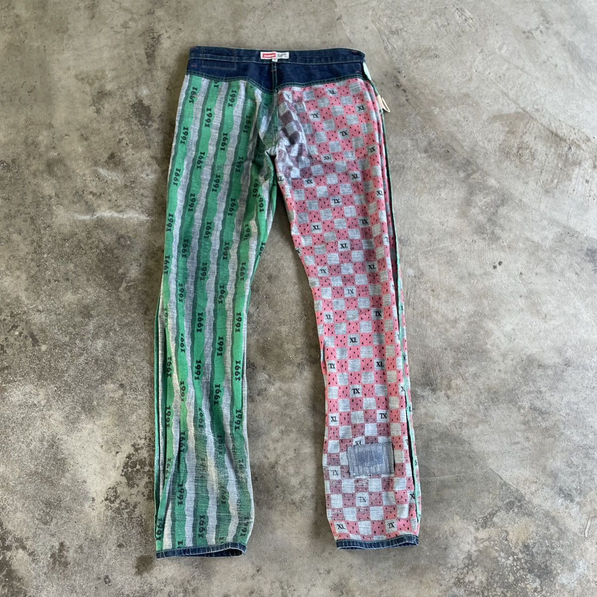 Vintage × Xlarge 🔥XLarge Stoned Washed Sick Skate Design Inside Denim Jeans Size US 33 - 7 Thumbnail