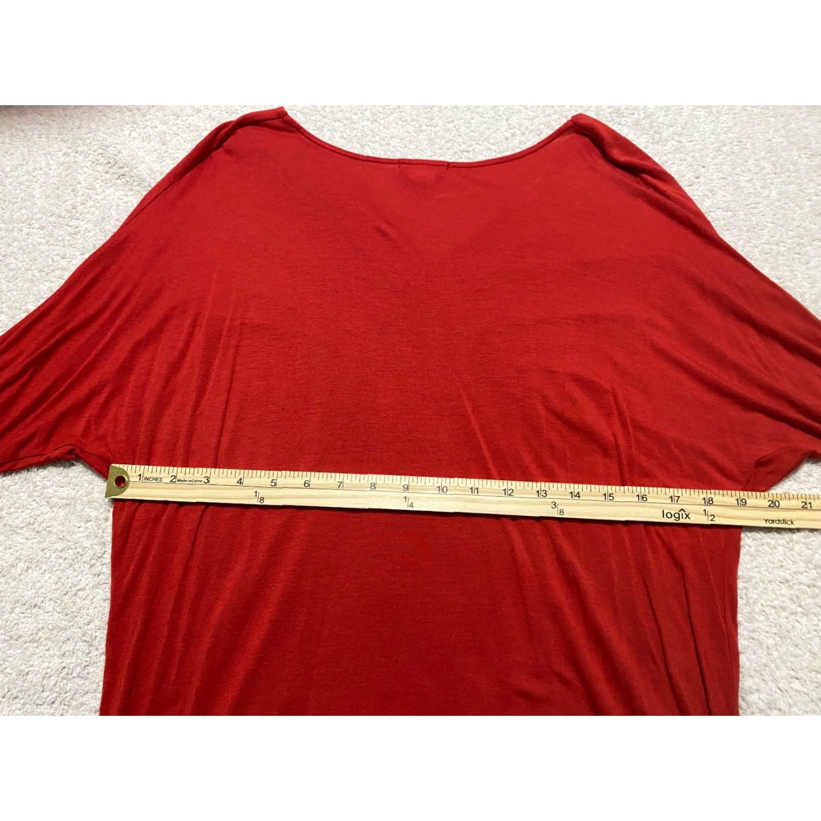 Vintage Sundance Shirt Womens Medium 3/4 Sleeve V-Neck Red Blouse Pullover Solid Cotton Rayon (New) Size M / US 6-8 / IT 42-44 - 7 Thumbnail