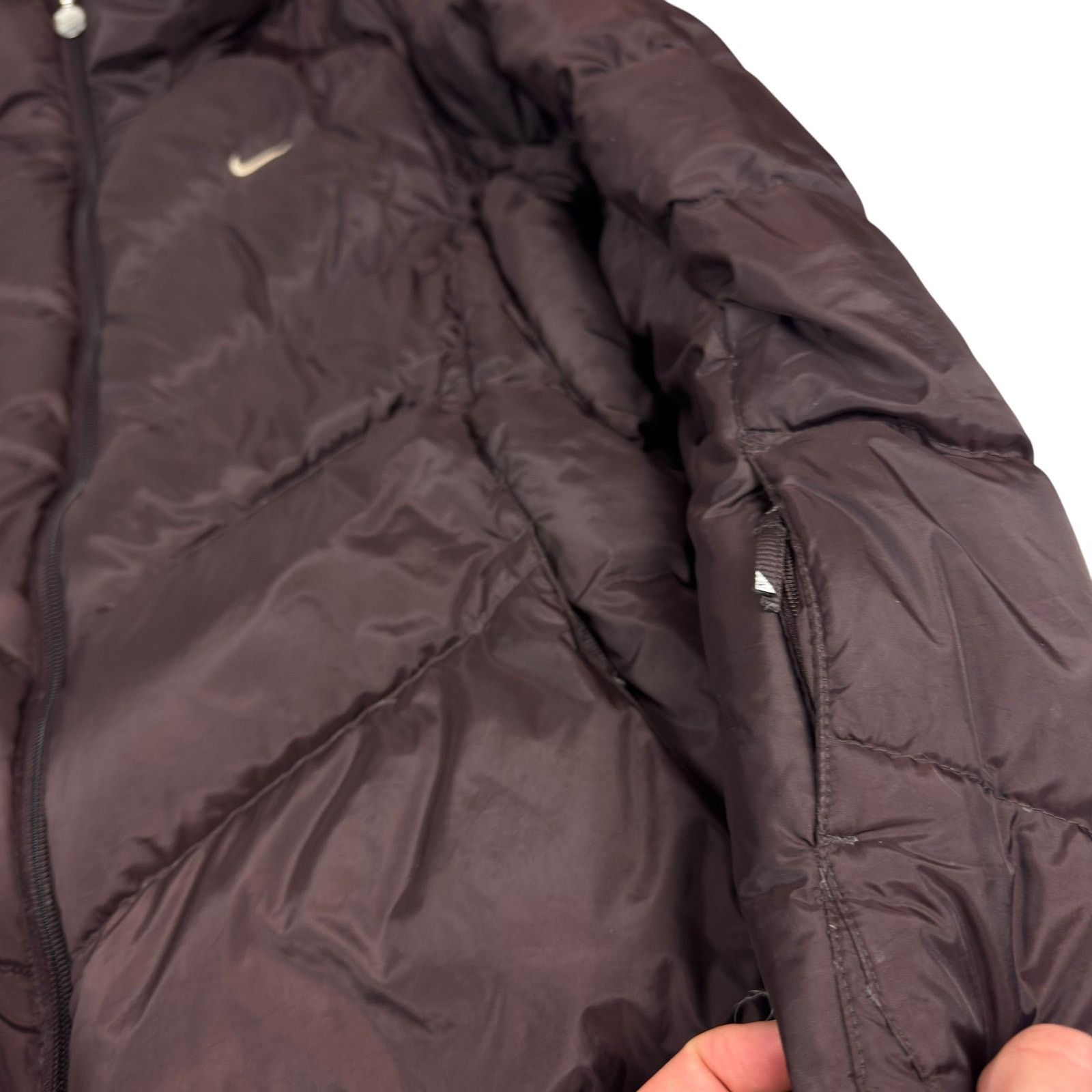 Nike × Vintage Nike Sportswear Women Brown Full Zip Puffer Jacket XL(16-18) Size XL / US 12-14 / IT 48-50 - 4 Thumbnail