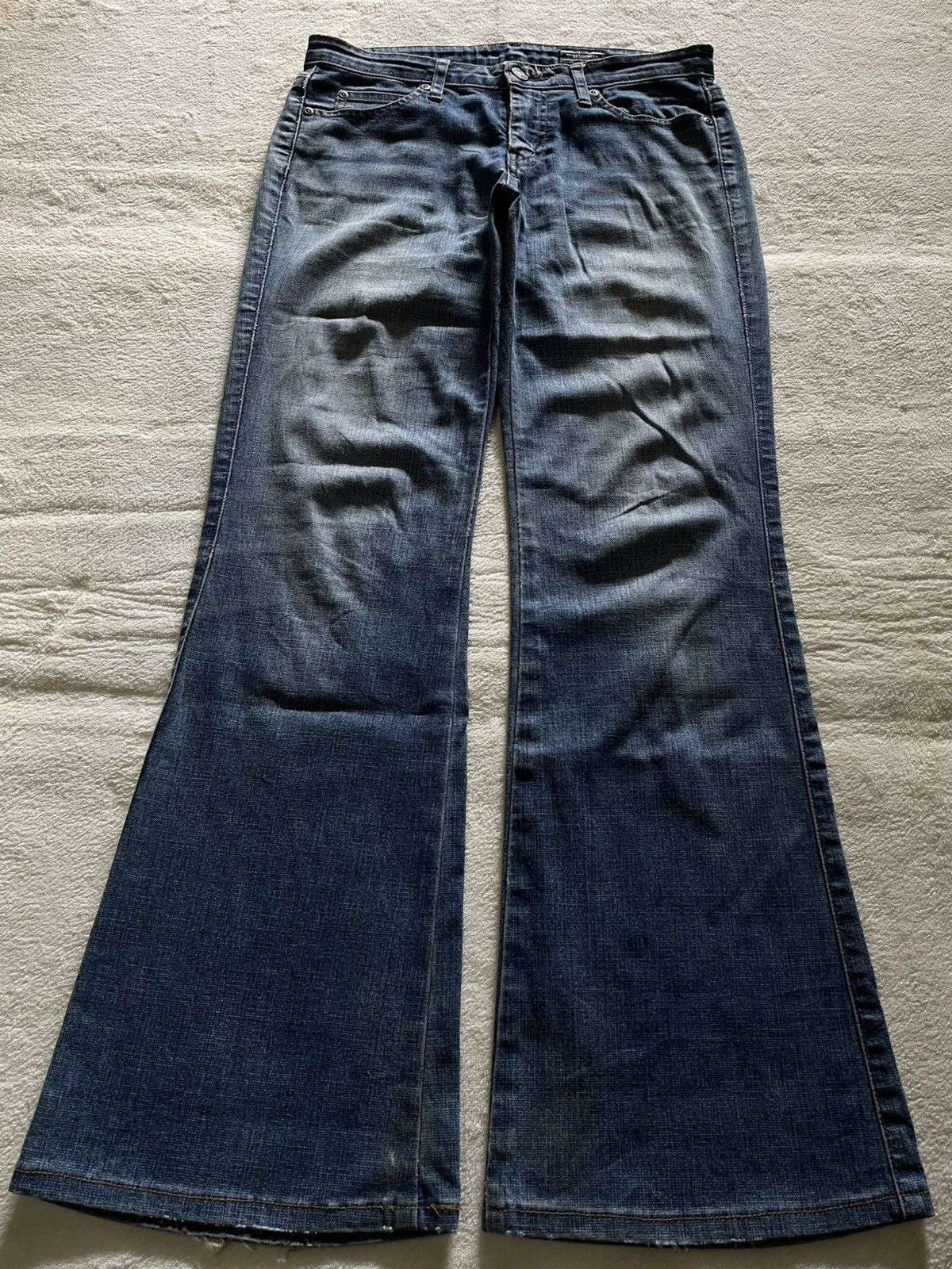 Japanese Brand Vintage Sweet Camel Boot Cut Faded Mudwash Dark Blue Jeans Size 30" / US 8 / IT 44 - 1 Thumbnail