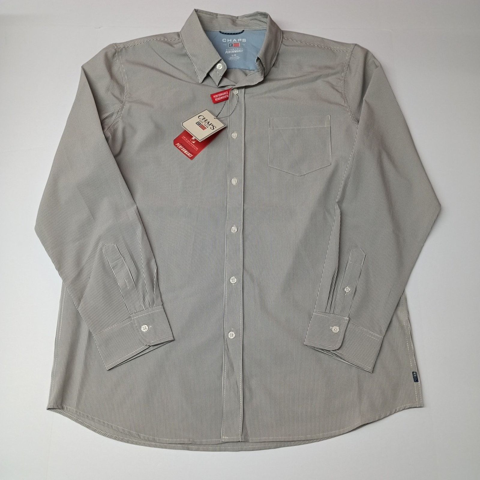 Chaps Chaps Woven Shirt Men's L Steel Gray Striped Stretch Classic Size US L / EU 52-54 / 3 - 1 Thumbnail