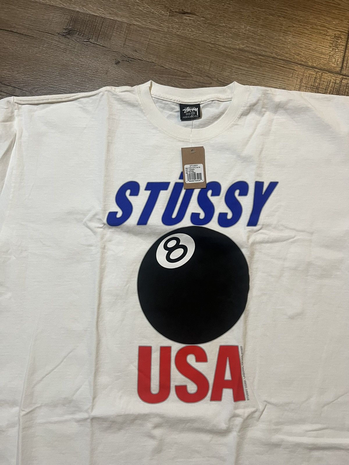Made In Usa × Streetwear × Stussy Stussy white frame? 8balls TEE 