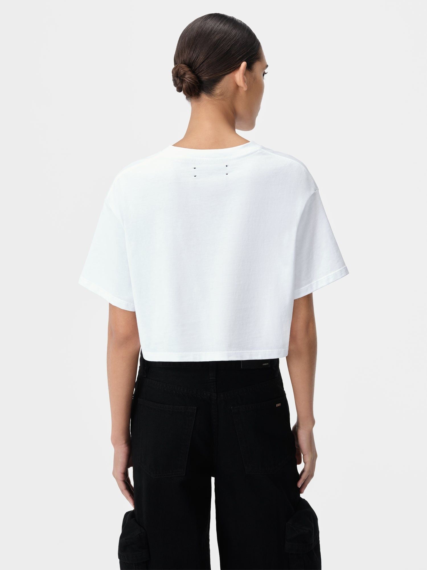 Amiri oc11z0325 Arts District Cropped T-Shirt in White Size S / US 4 / IT 40 - 4 Thumbnail