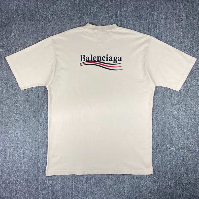 Balenciaga Balenciaga Beige embroidered logo short-sleeved T-shirt Size US XS / EU 42 / 0 - 2 Thumbnail