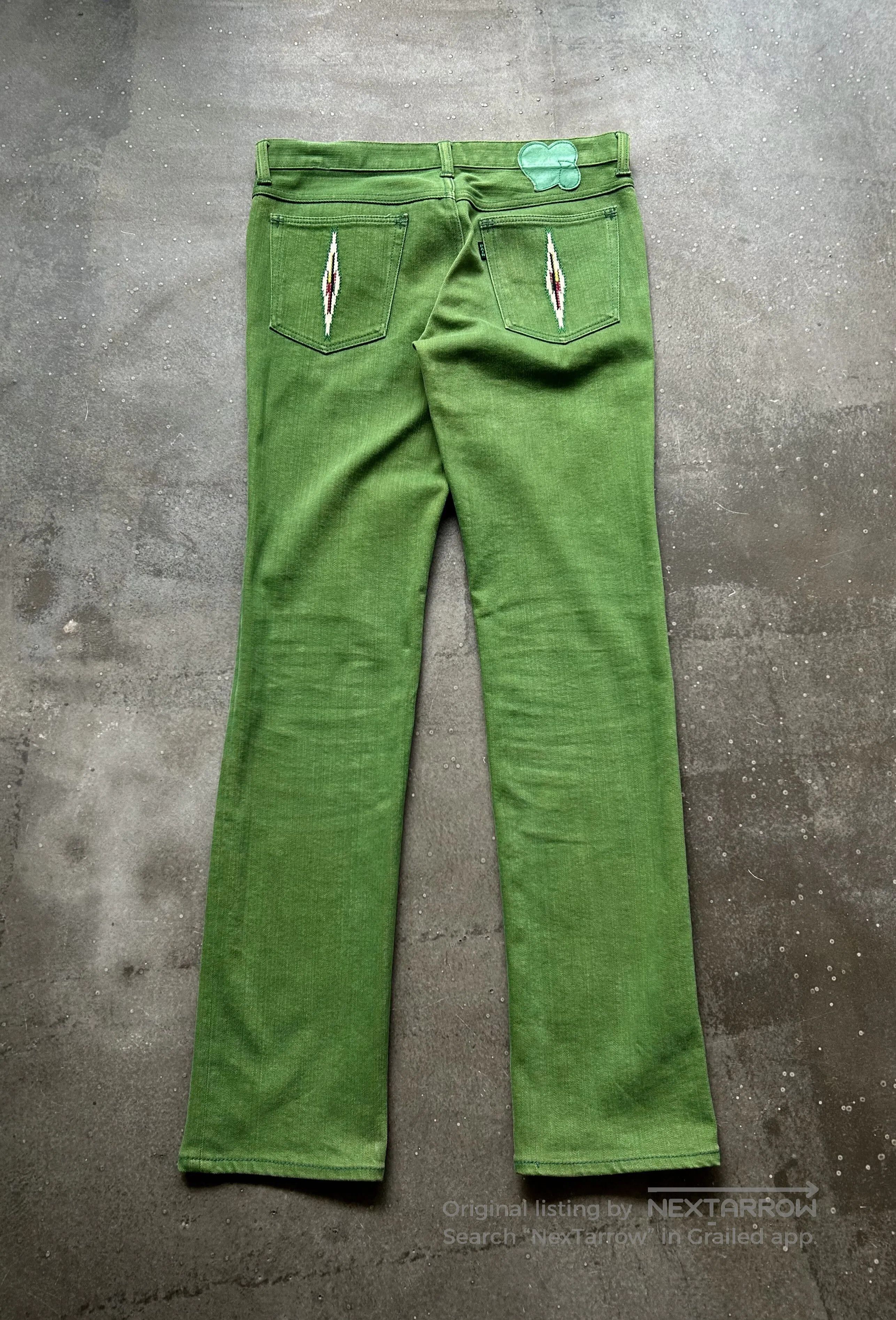 Number (N)ine green embroidered denim pants by number(n)ine. Size US 32 / EU 48 - 2 Thumbnail